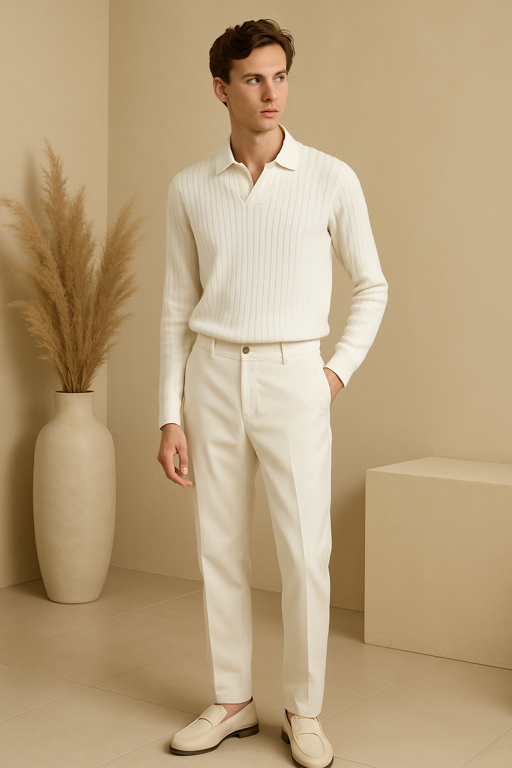 Old Money gestreept poloshirt met lange mouwen