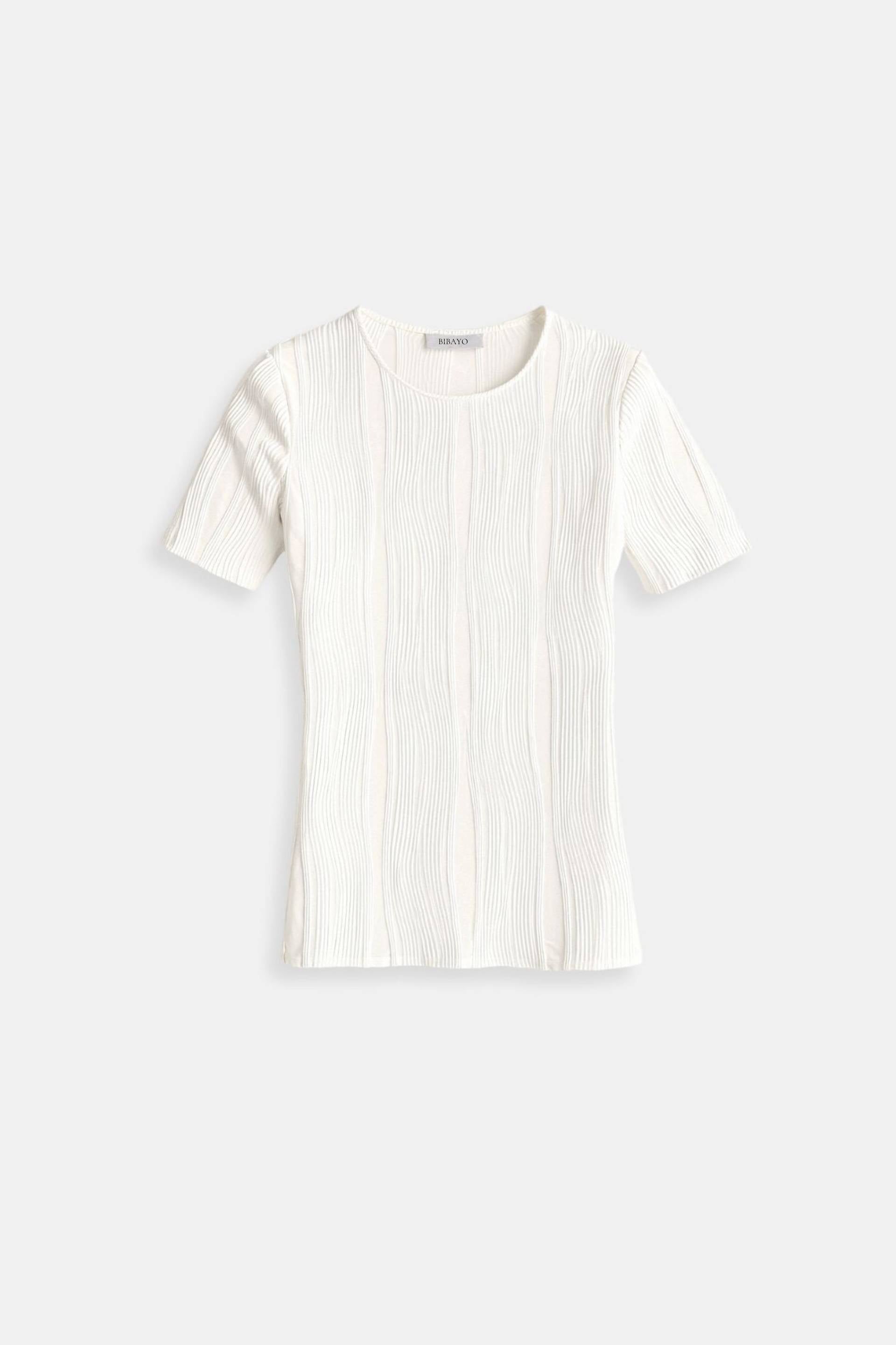 Old Money Lente & Zomer Effen T-shirt met Ronde Hals en Textuur