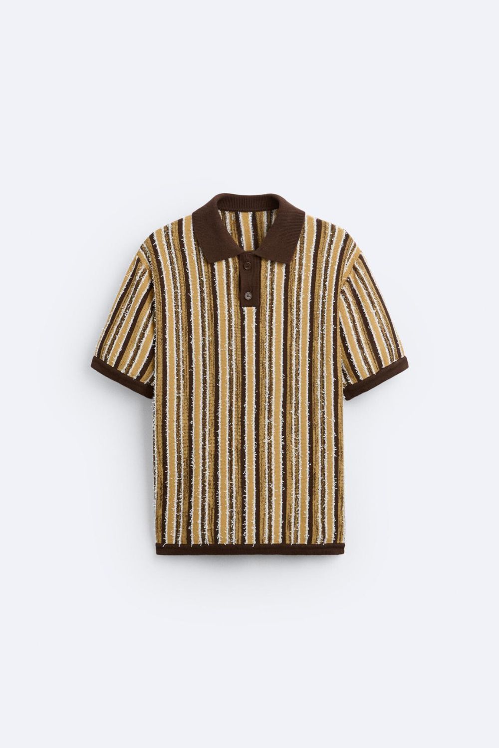 Oud geld getextureerd zwaar poloshirt met knopen