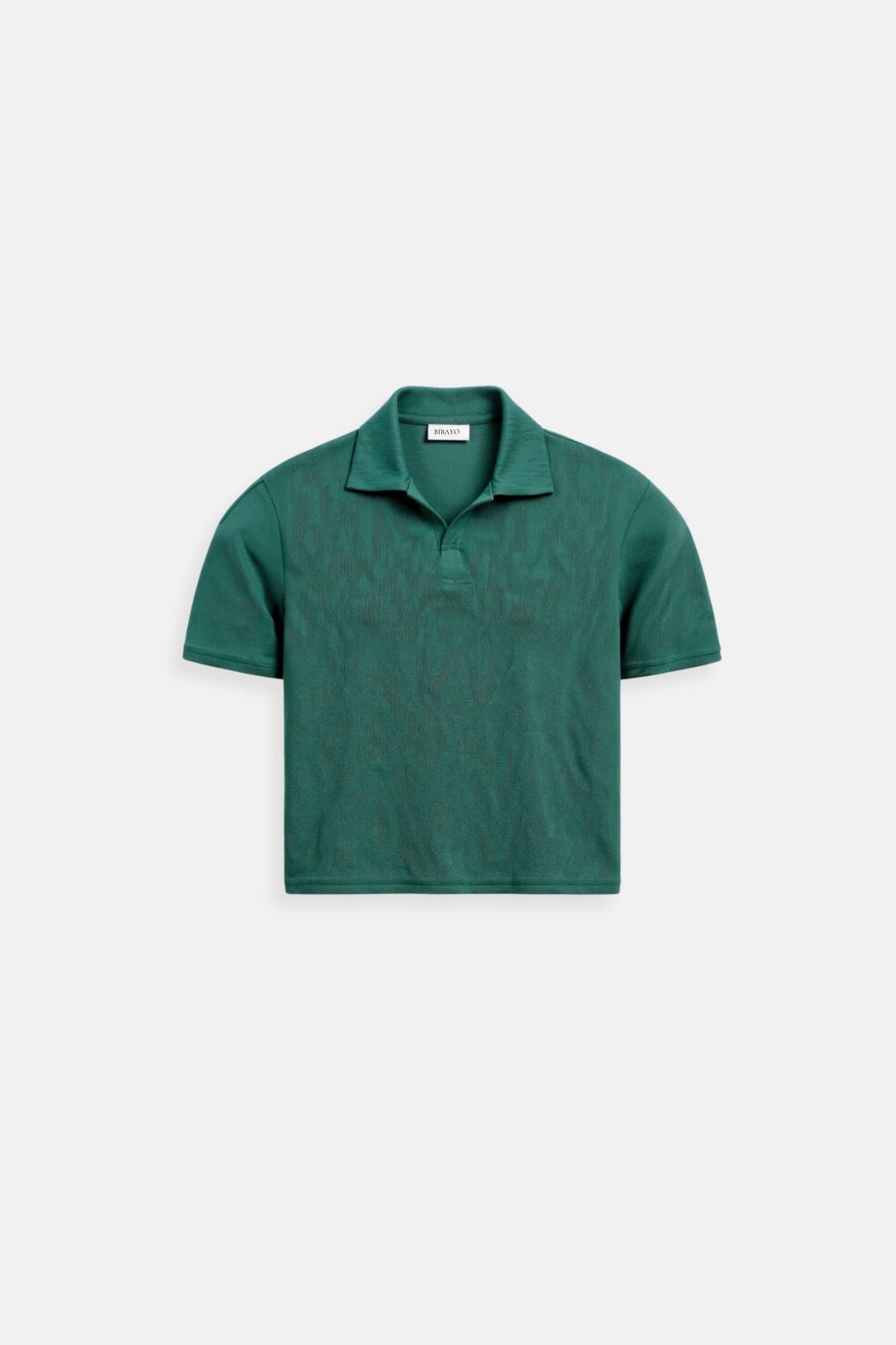 Old Money Cropped effen kraag korte mouwen geribbeld poloshirt