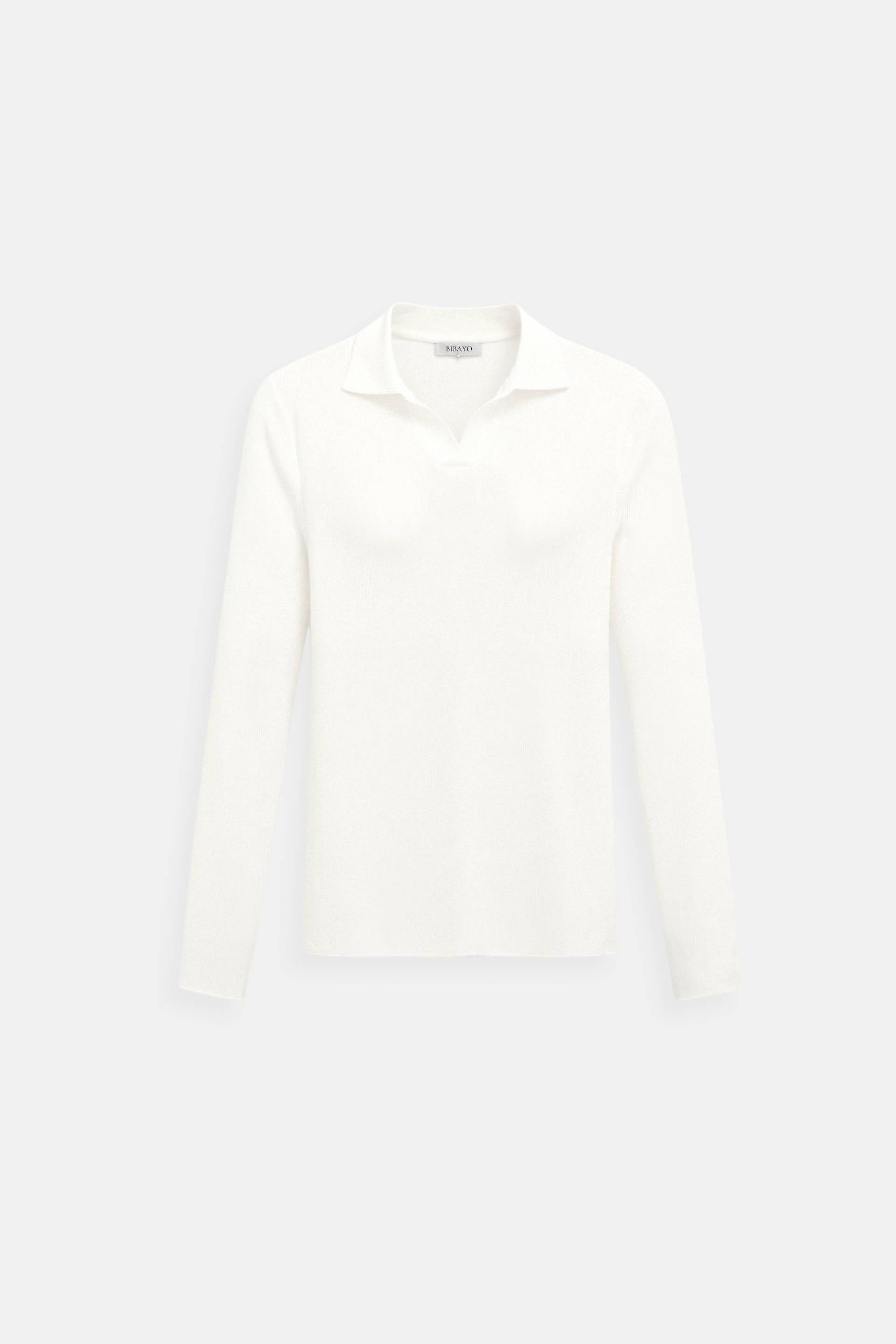 Old Money Elegant poloshirt met lange mouwen, effen kraag en ribbels