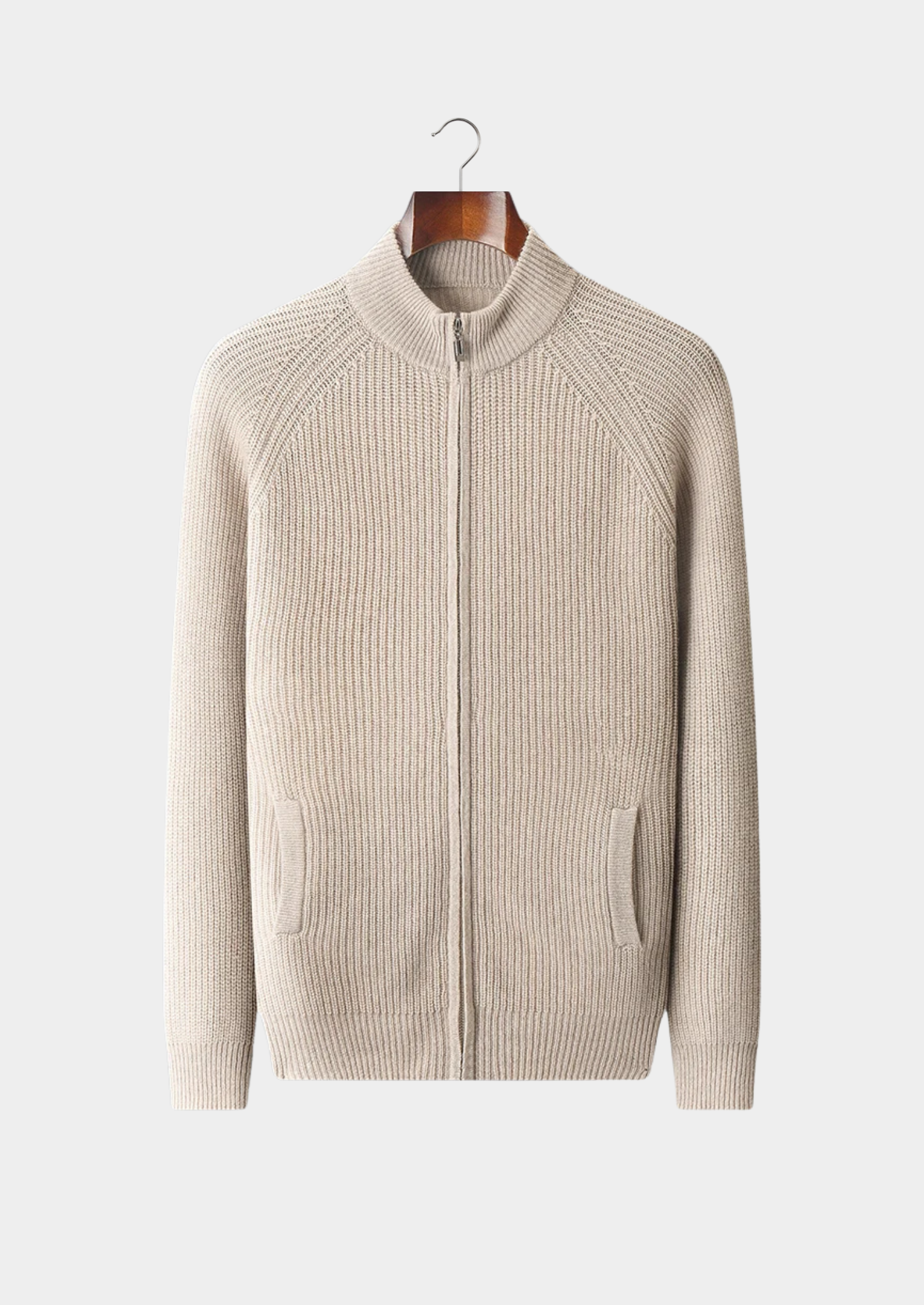 PREMIUM CASHMERE RIBBED CARDIGAN