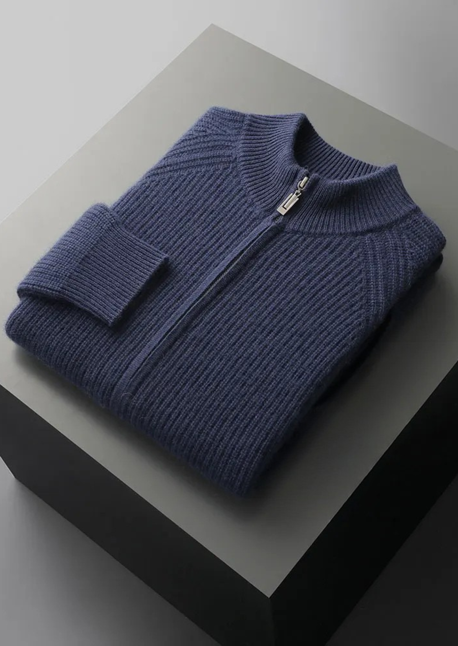 PREMIUM CASHMERE RIBBED CARDIGAN