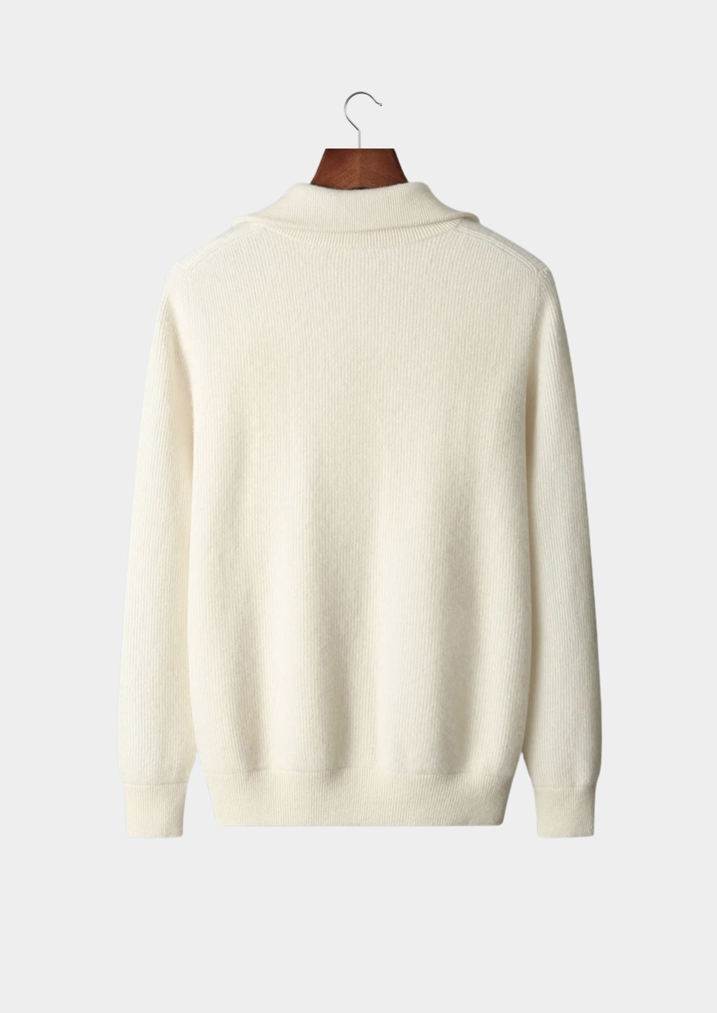 PURE EXTRA-FINE MERINO WOOL RIBBED ZIPPER CARDIGAN