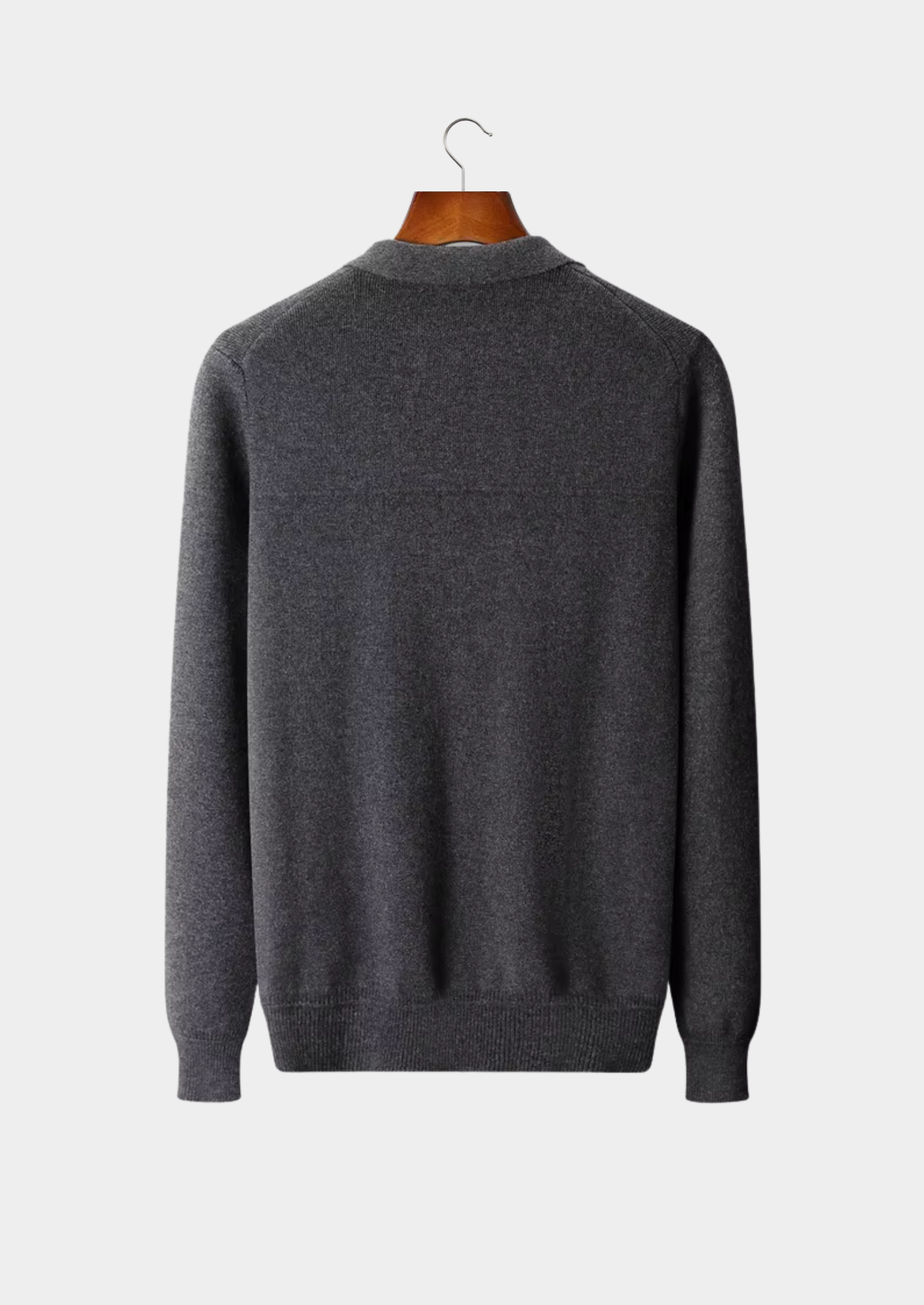 PURE EXTRA-FINE MERINO WOOL RIBBED POLO CARDIGAN