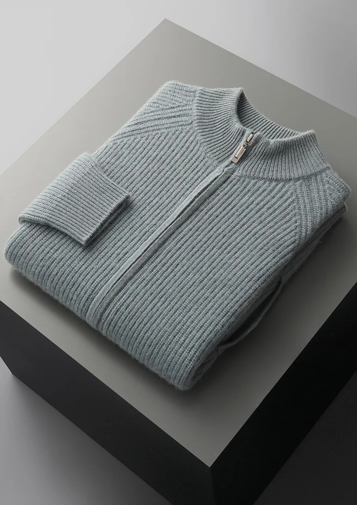 PREMIUM CASHMERE RIBBED CARDIGAN