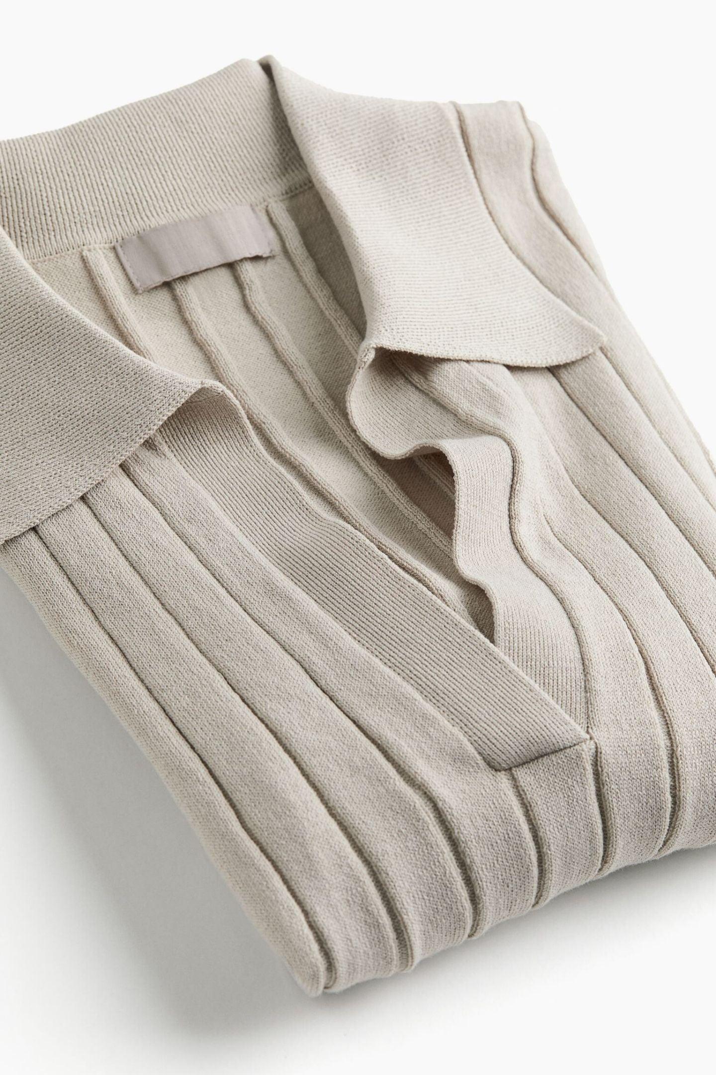 Old Money geribbeld poloshirt met rechte kraag