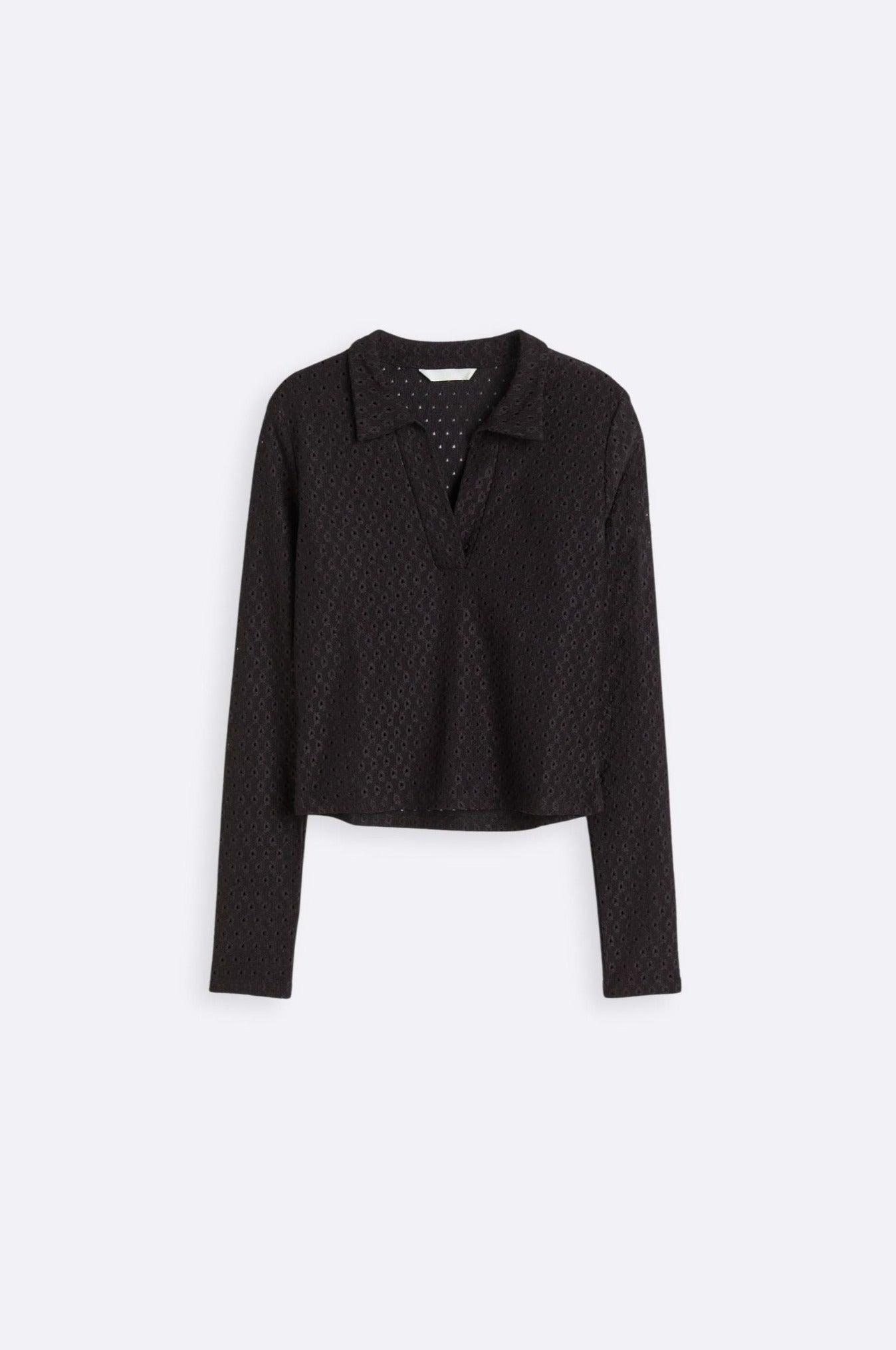 Oud geld gestippelde gebreide licht gebreide T-shirt