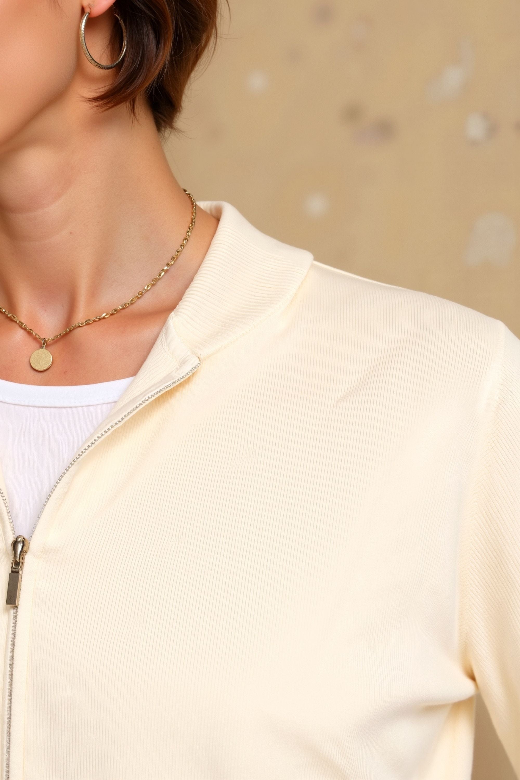 Slimme luxe pullover met slanke pasvorm en rits