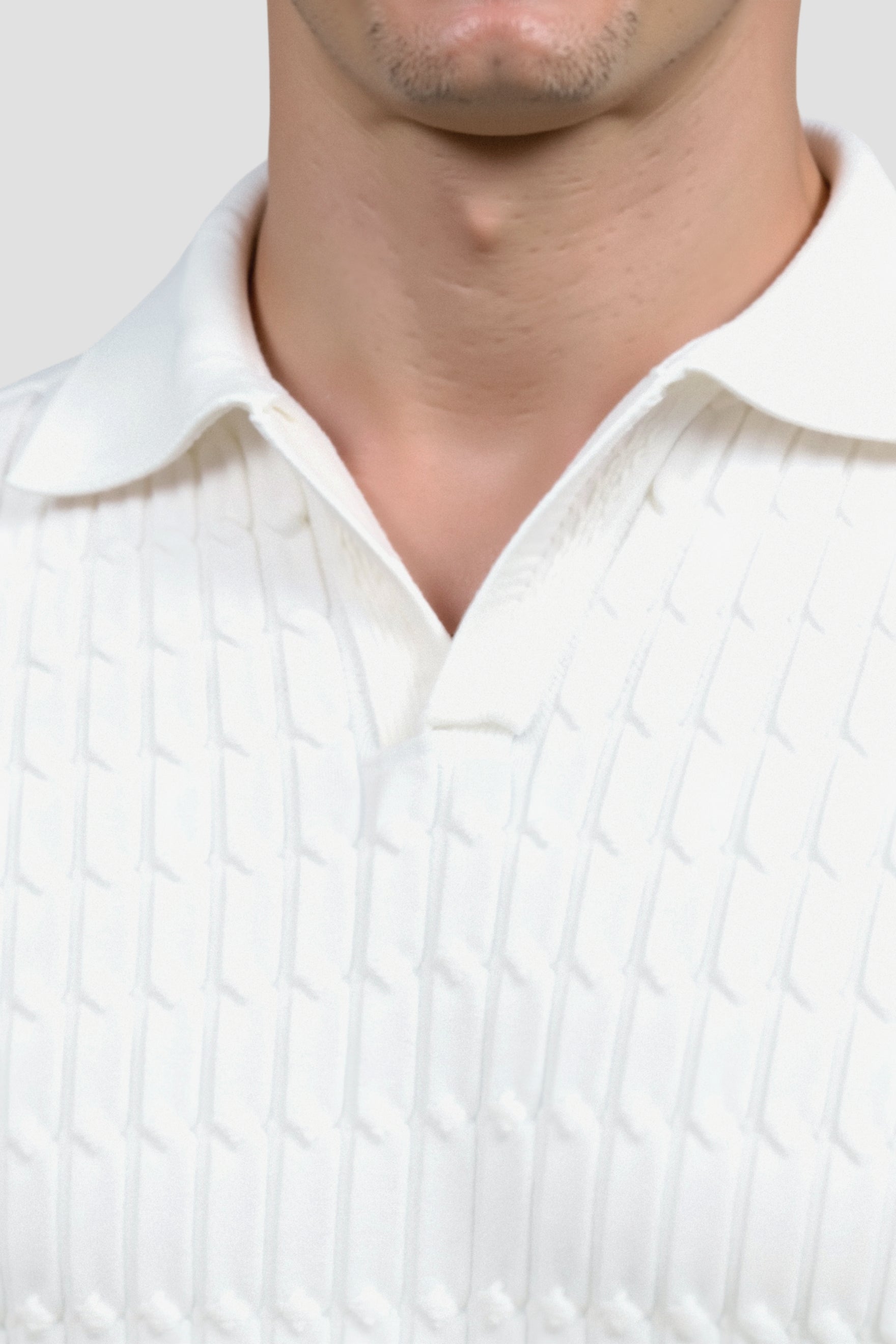 Oud geld revers gebreid poloshirt