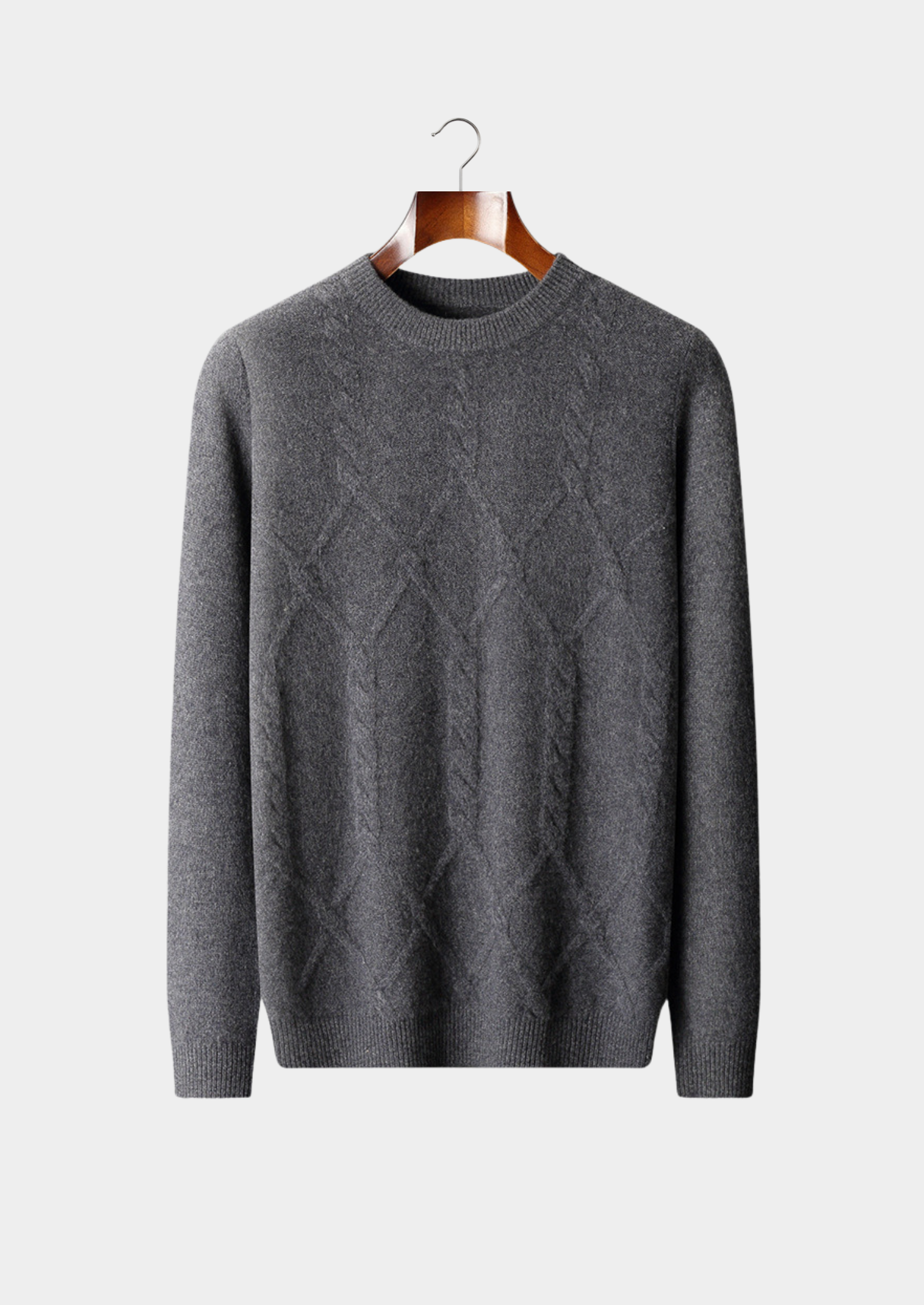 PURE EXTRA-FINE MERINO WOOL CABLE CREWNECK