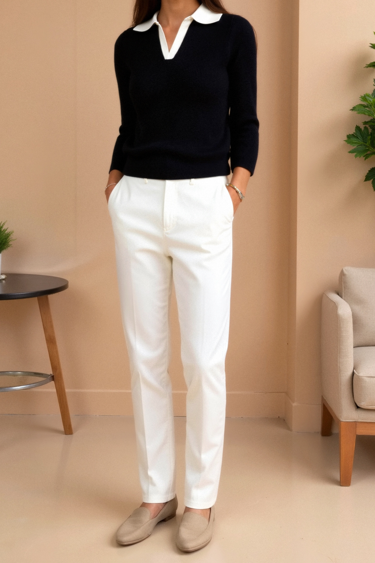 Old Money Dames Modieus Revers Fris En Elegant Gebreid Polo T-shirt