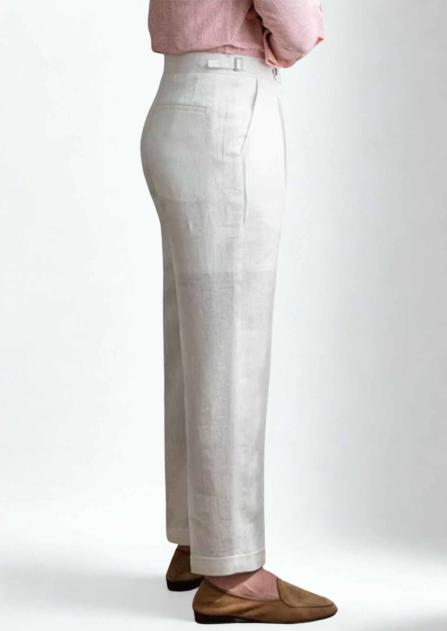 TUSCANY PLEATED COASTAL TROUSERS - White