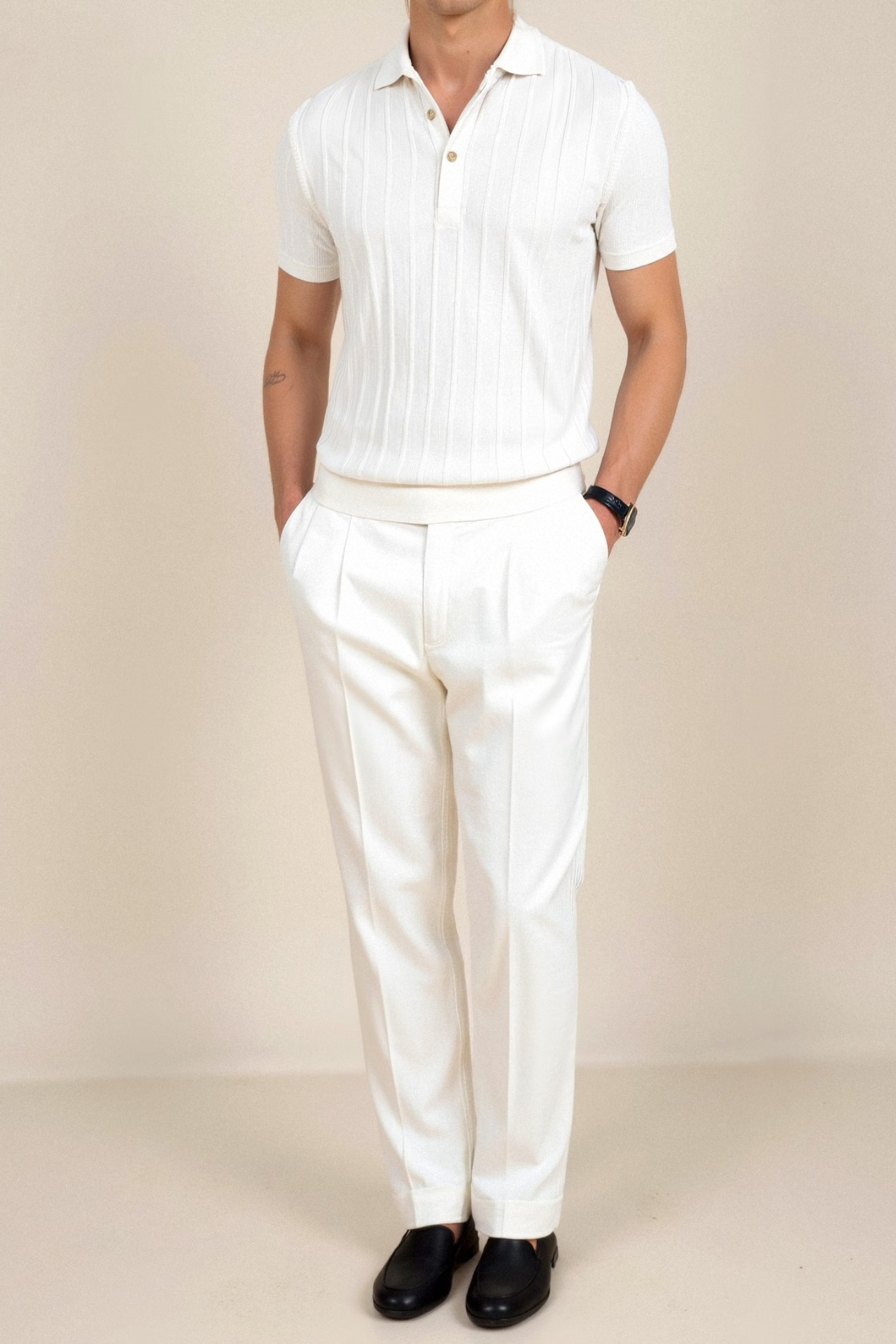 Old Money verticaal gestreept chic poloshirt met knoopjes