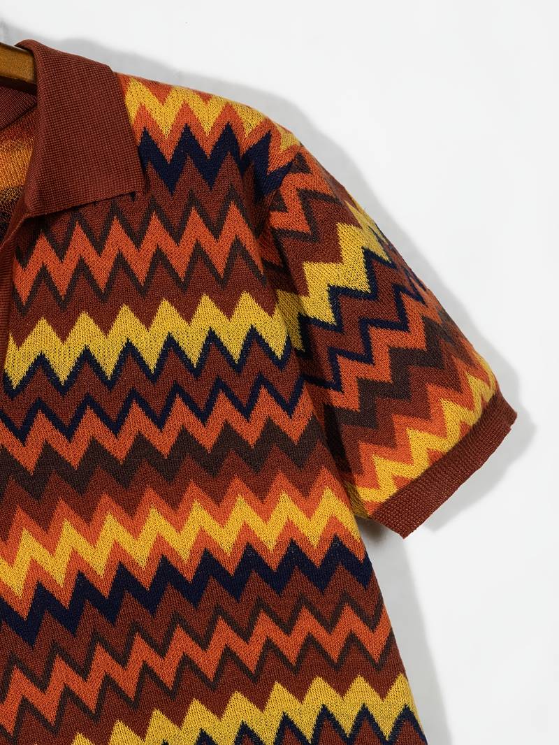 Chic gebreide polo met oud geldgolfpatroon