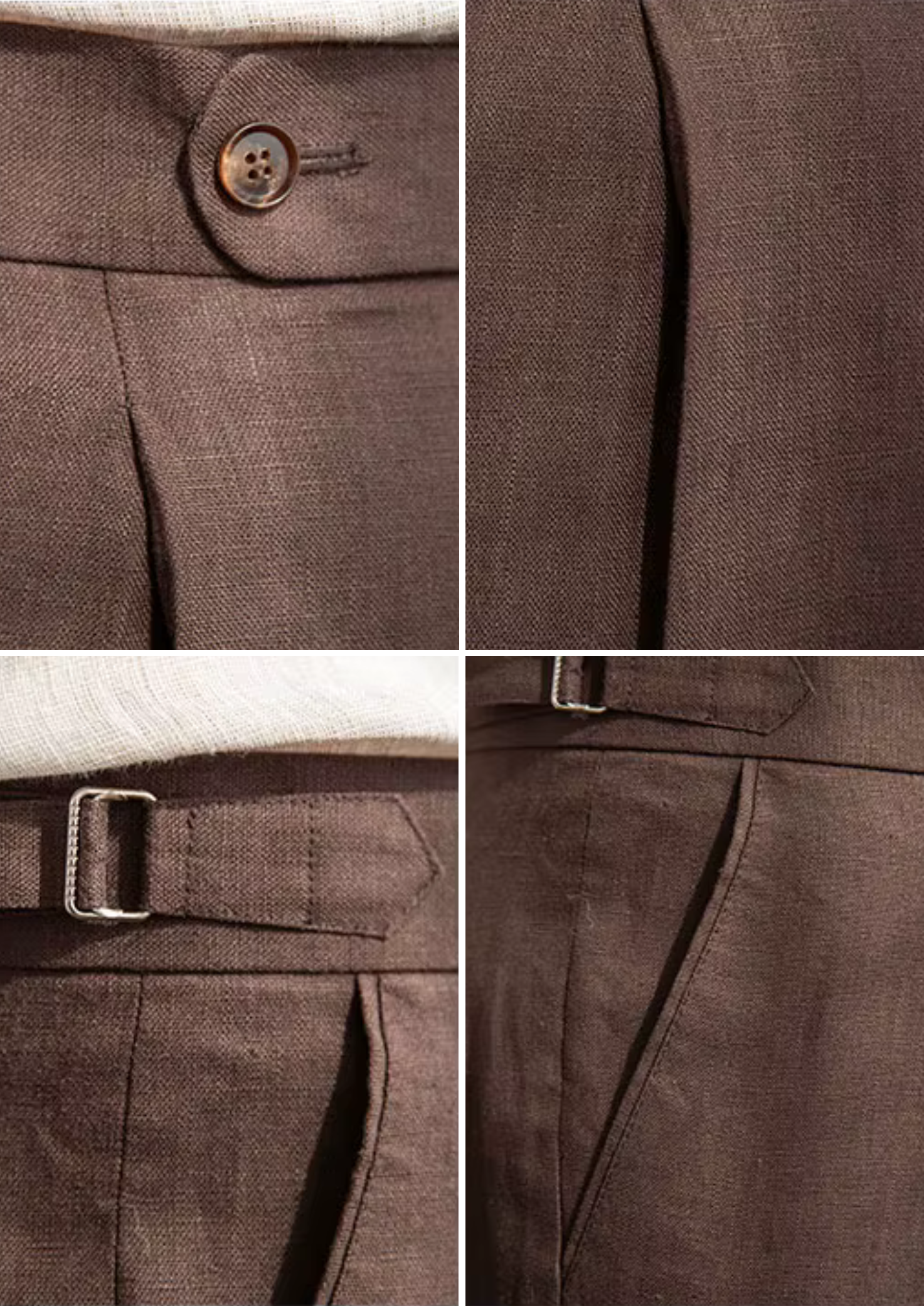 TUSCANY PLEATED COASTAL TROUSERS - Dark Brown