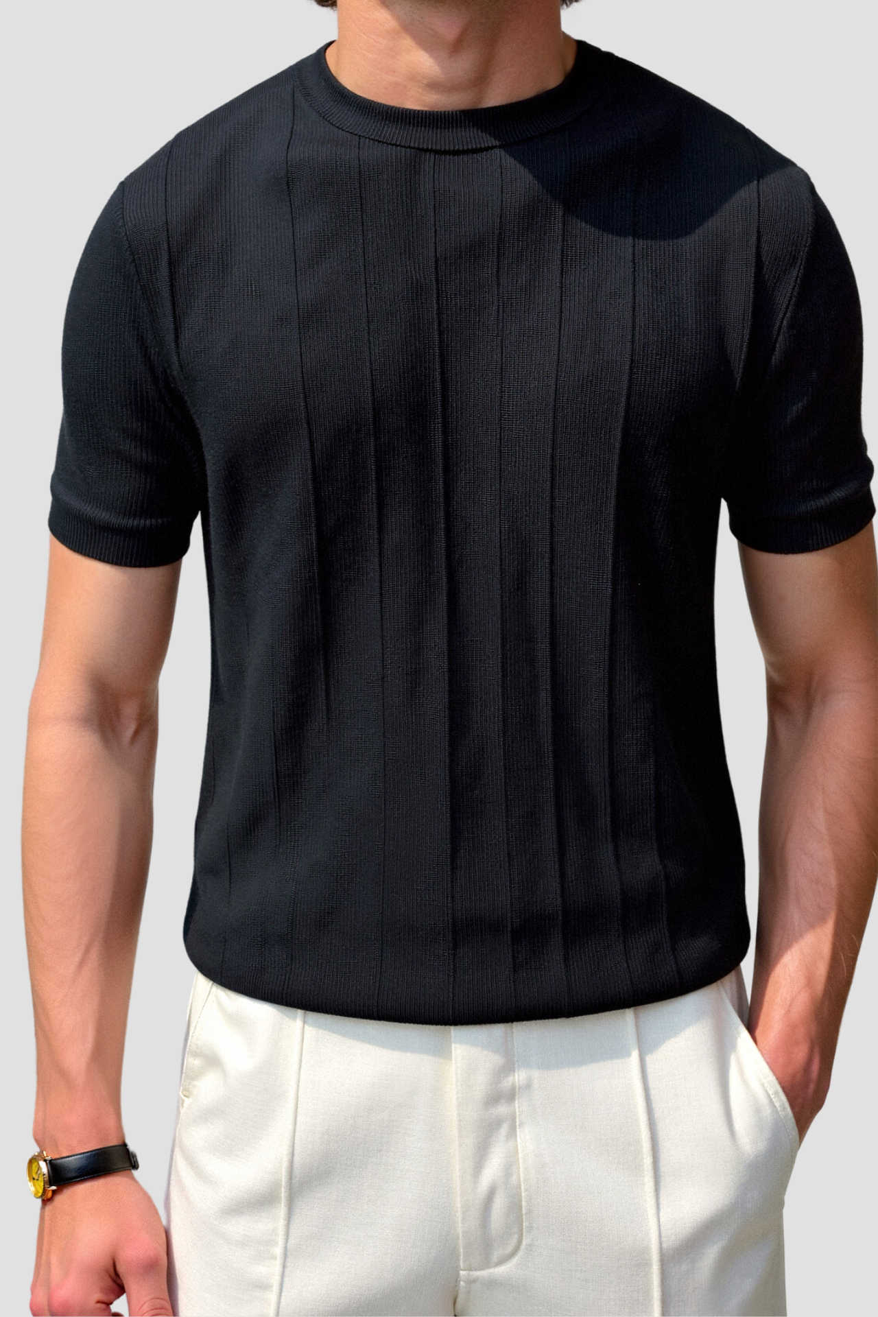 Old Money Classic Heavy O-hals gestreept T-shirt