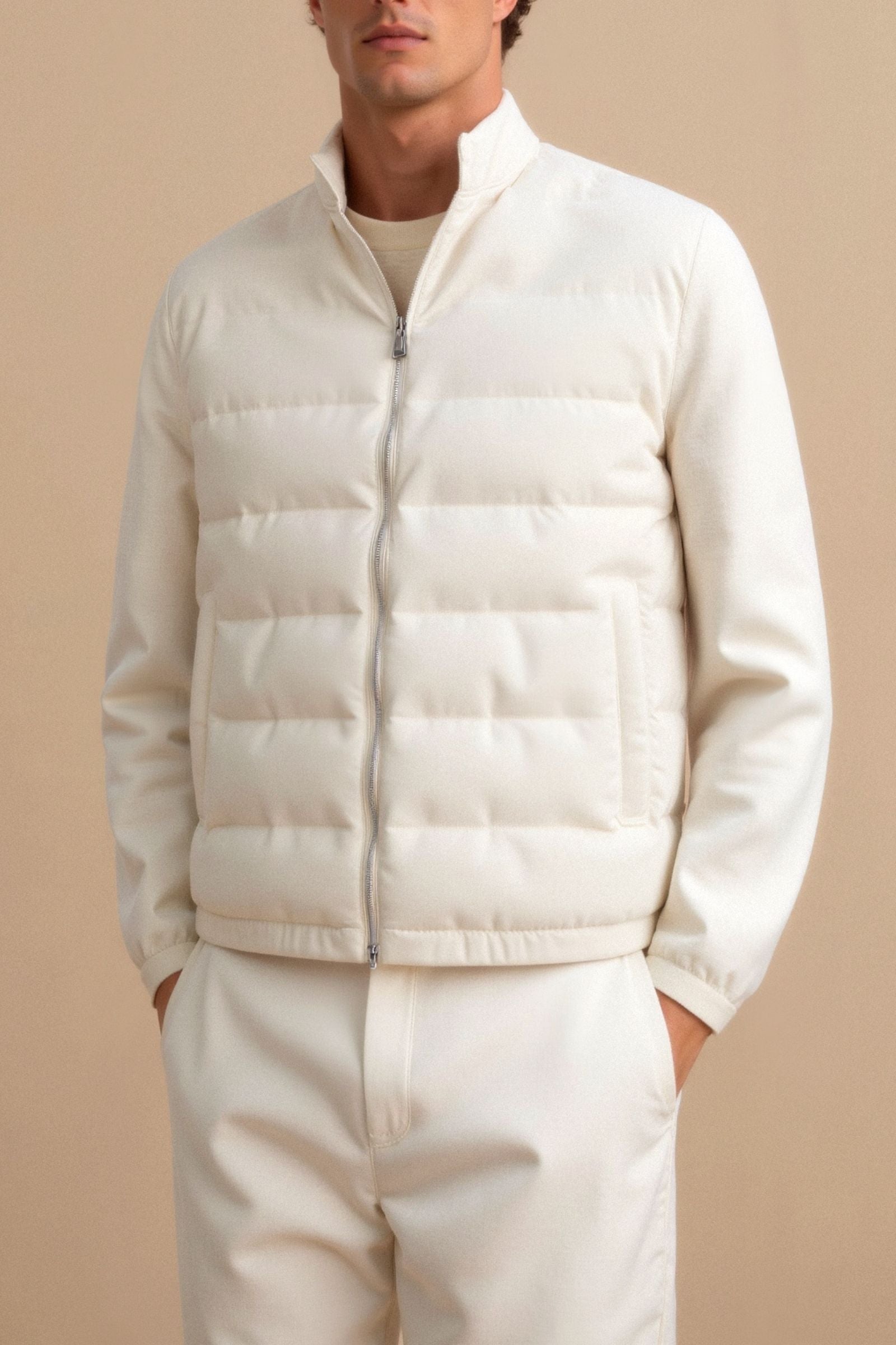 Premium gelaagde jas met rechte kraag