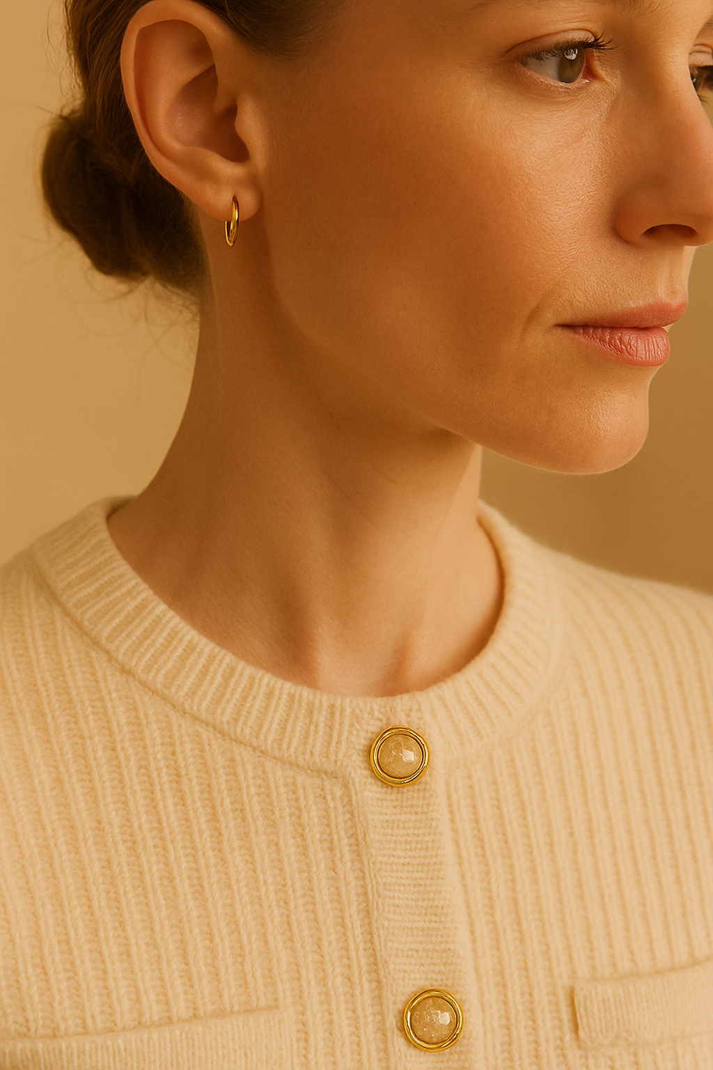 Old Money Knitted Woolen Button Sweater