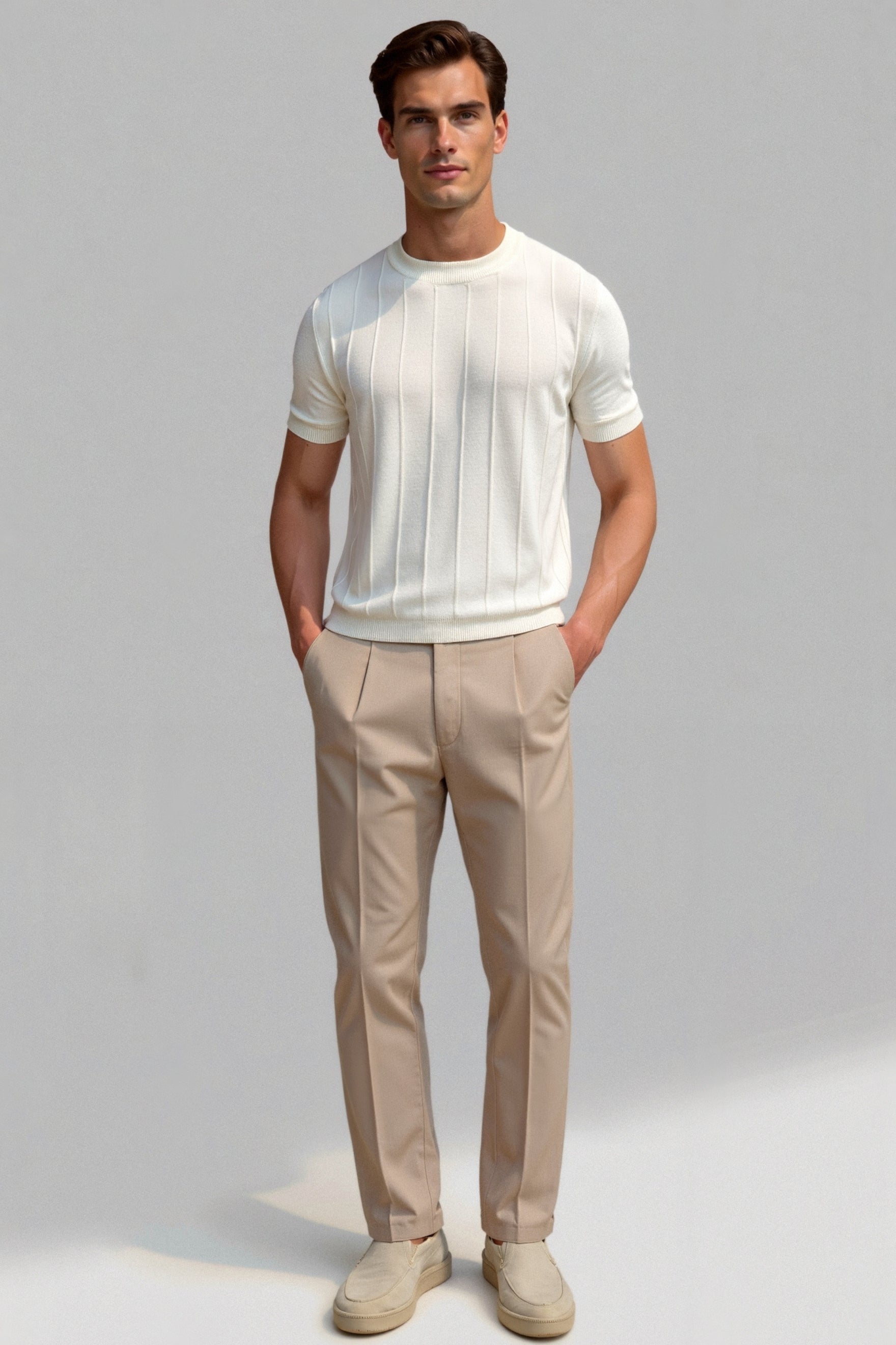 Old Money Classic Heavy O-hals gestreept T-shirt