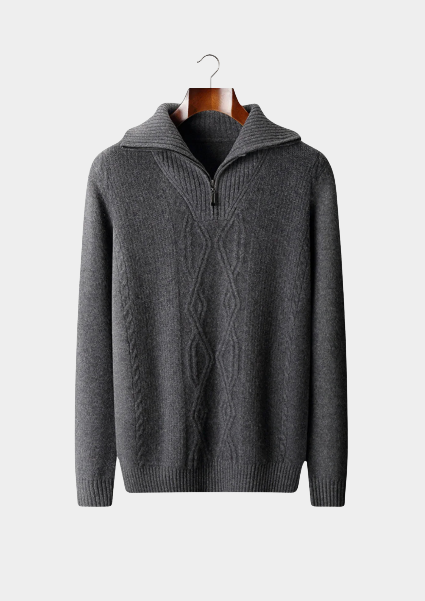 PURE EXTRA-FINE MERINO WOOL HALF ZIP SWEATER