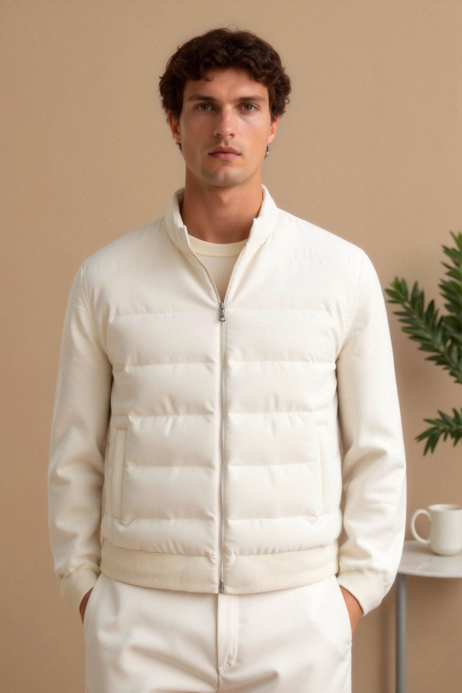 Premium gelaagde jas met rechte kraag