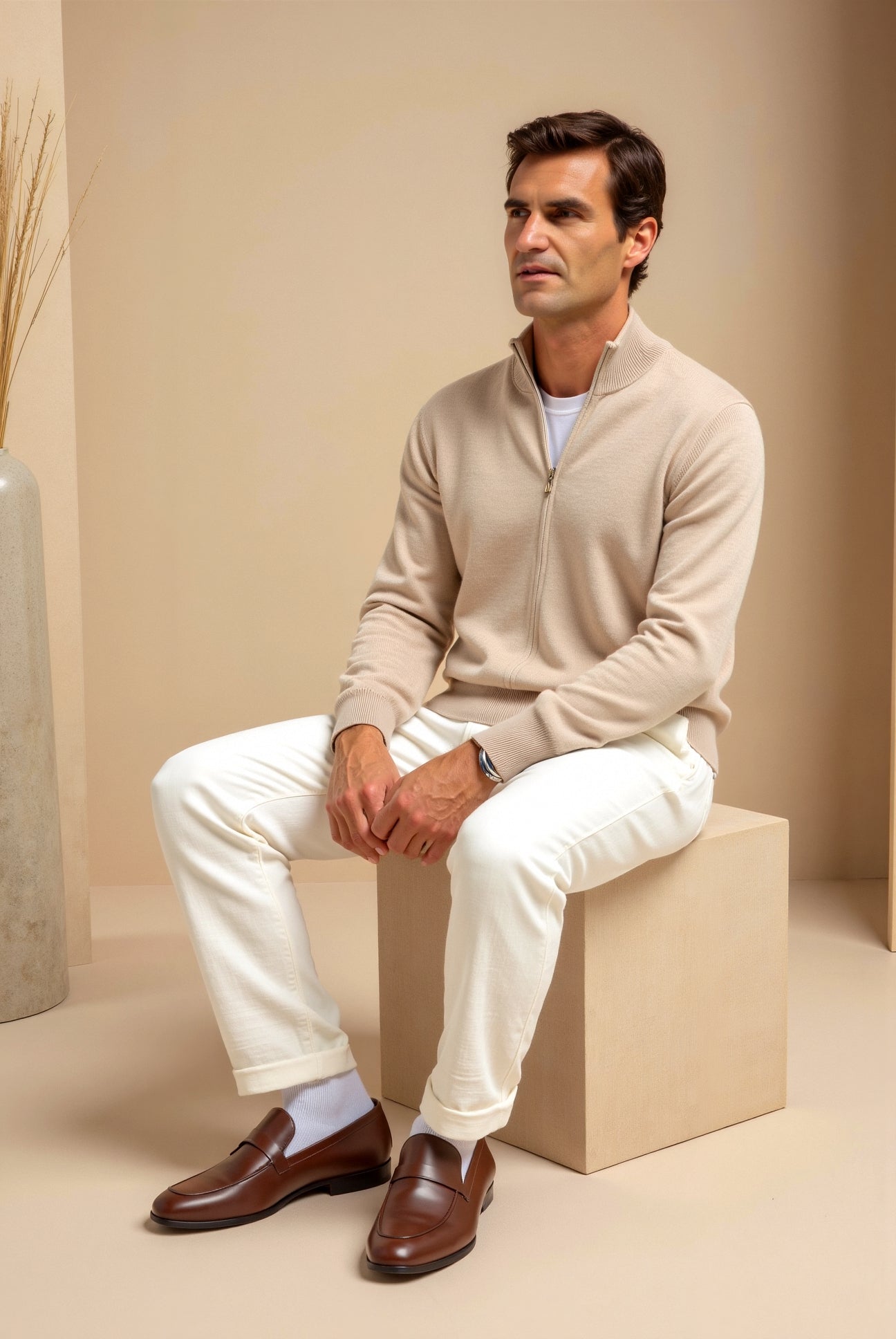 Smart Luxury Slim Fit Elegant Full Zip Cardigan