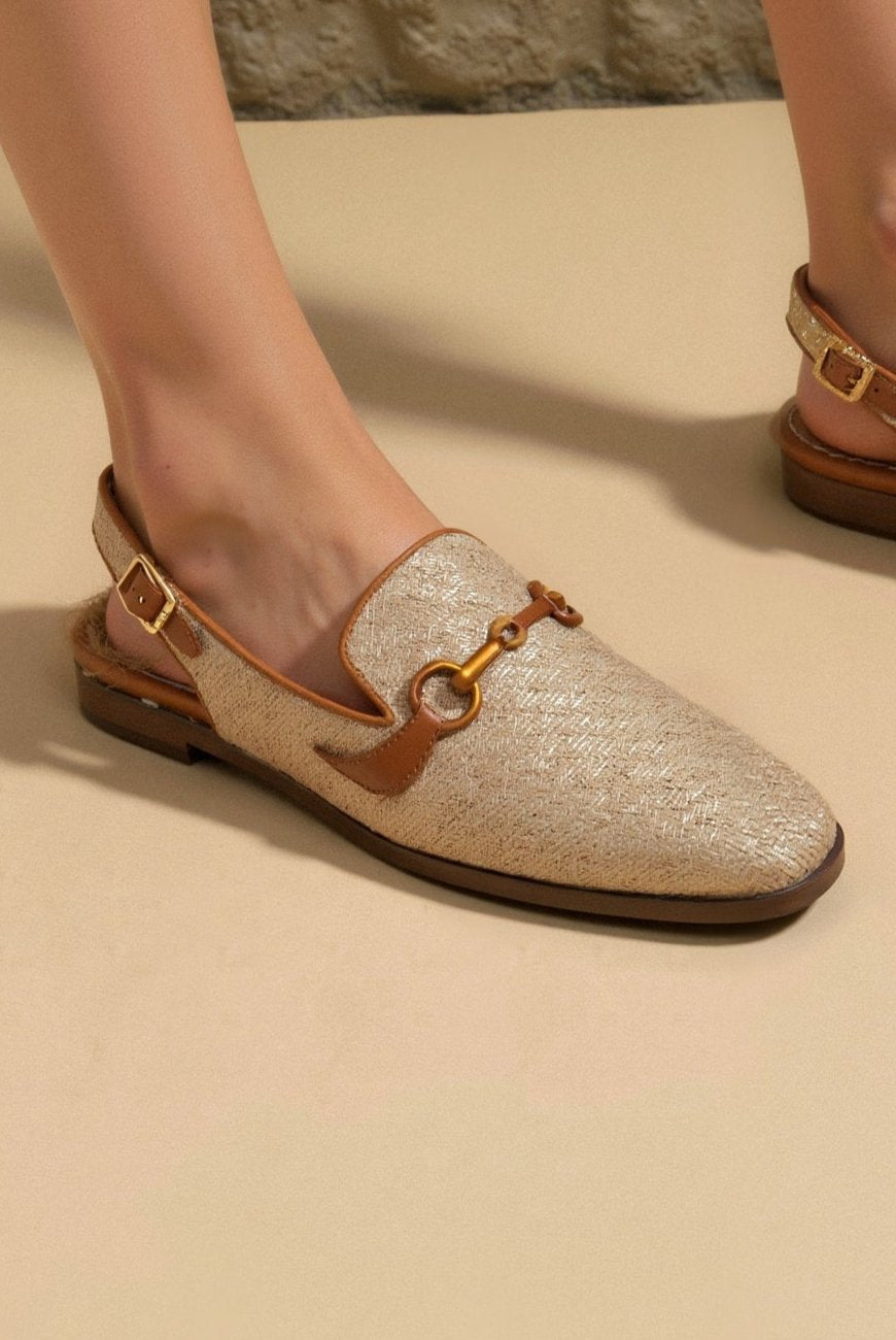 Old Money Dames Metallic Gesp Chic Decor Platte Sandalen