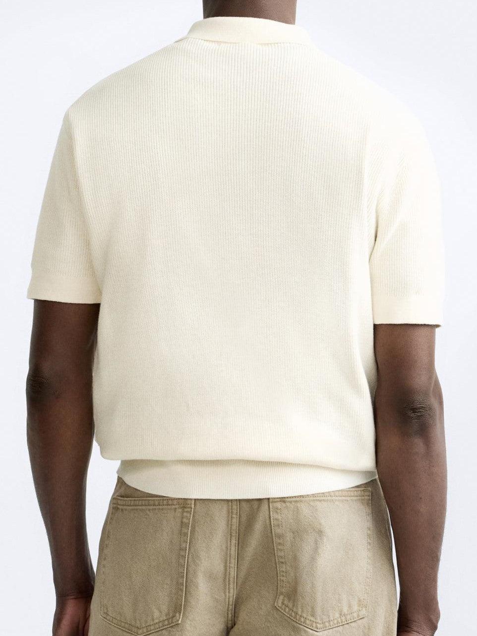 Old Money gebreid poloshirt met korte mouwen en rits