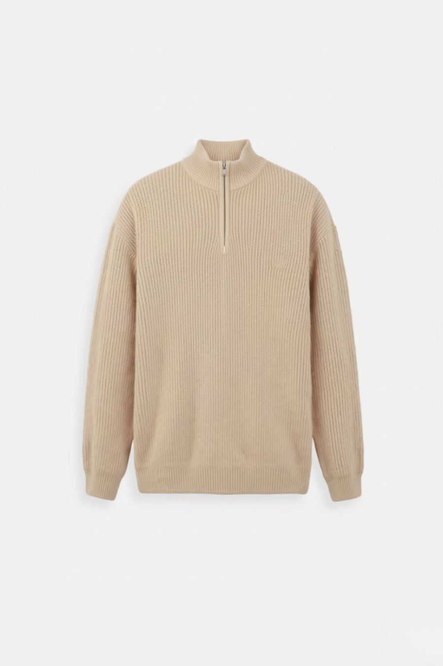 Men's Knitted Loose Solid Zipper Striped Knitted Sweater