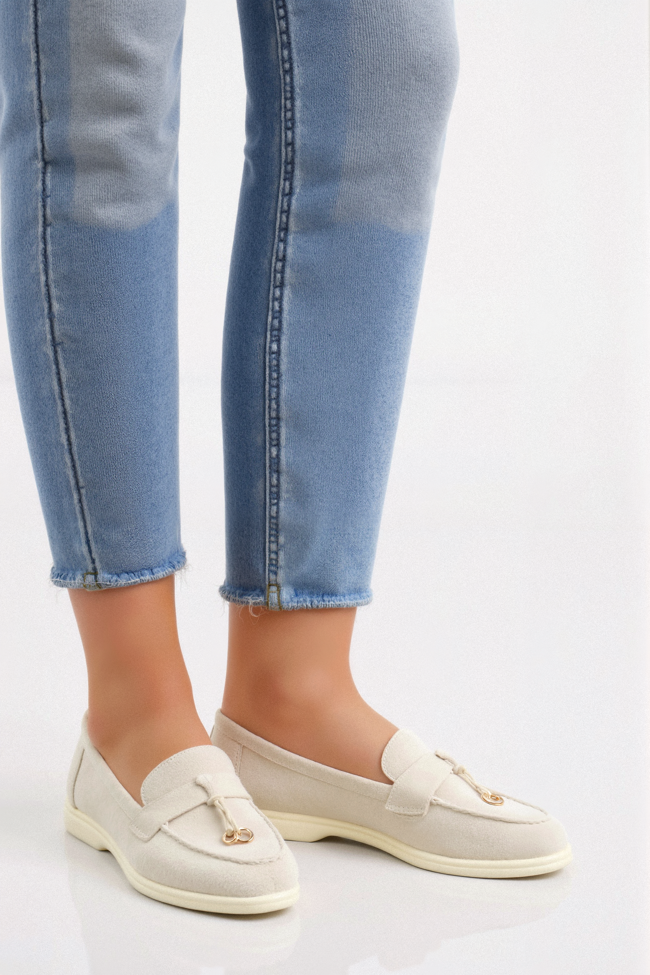 Old Money Casual Metallic Circle Decor Leren Loafers