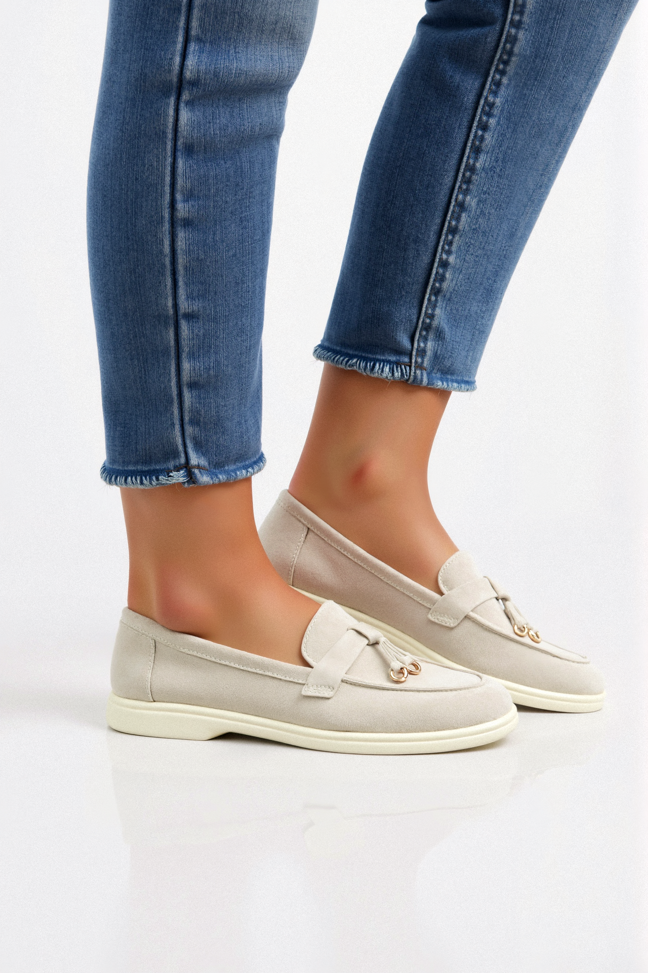 Old Money Casual Metallic Circle Decor Leren Loafers