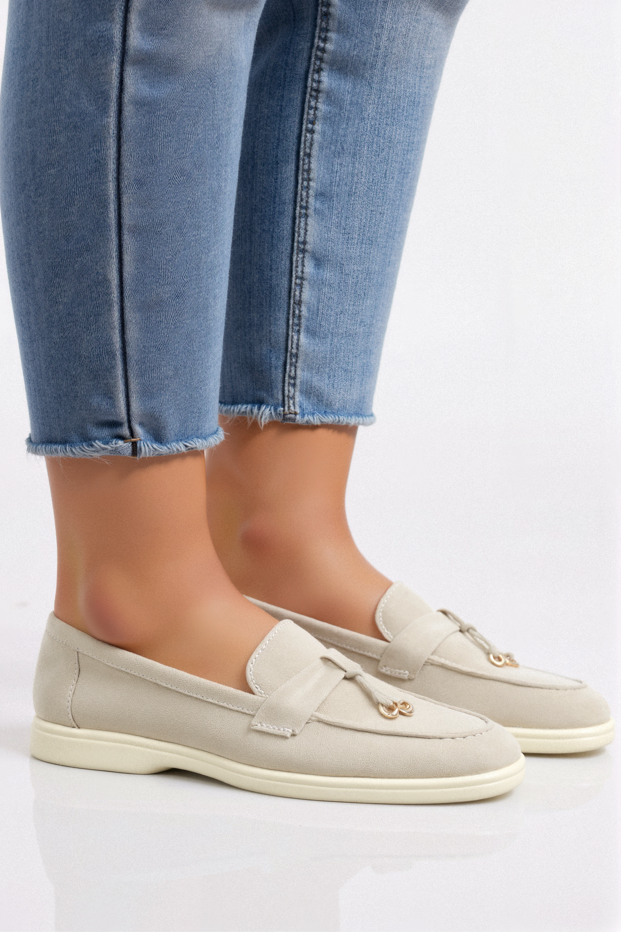 Old Money Casual Metallic Circle Decor Leren Loafers