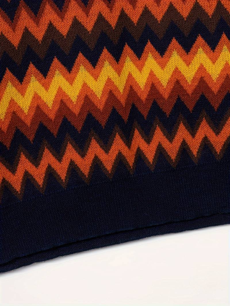 Chic gebreide polo met oud geldgolfpatroon