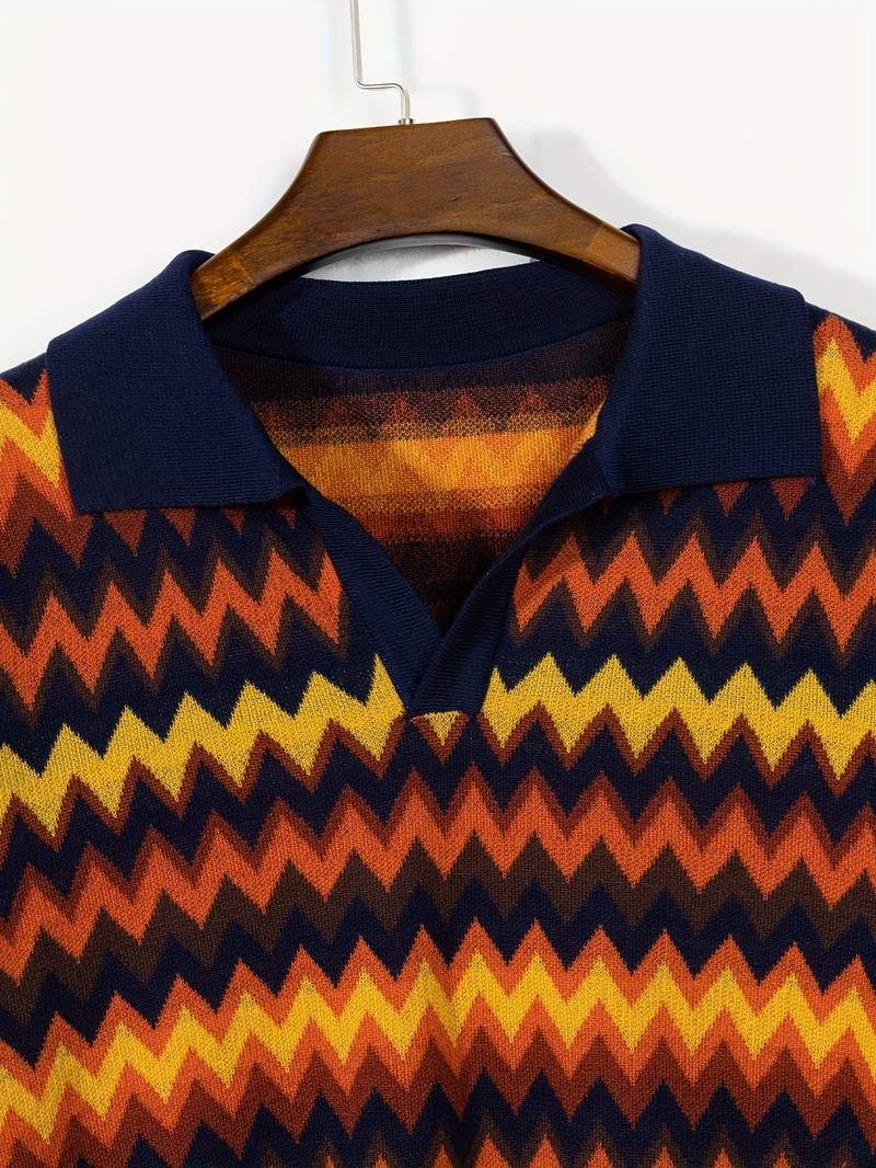 Chic gebreide polo met oud geldgolfpatroon