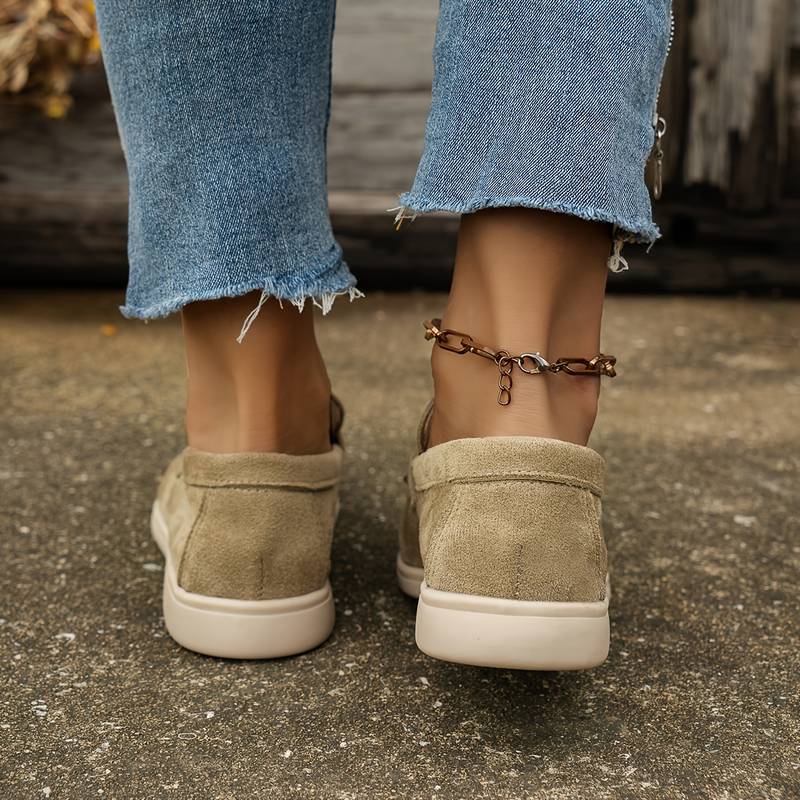 Old Money Dames Effen Kleur Platte Elegante Loafers