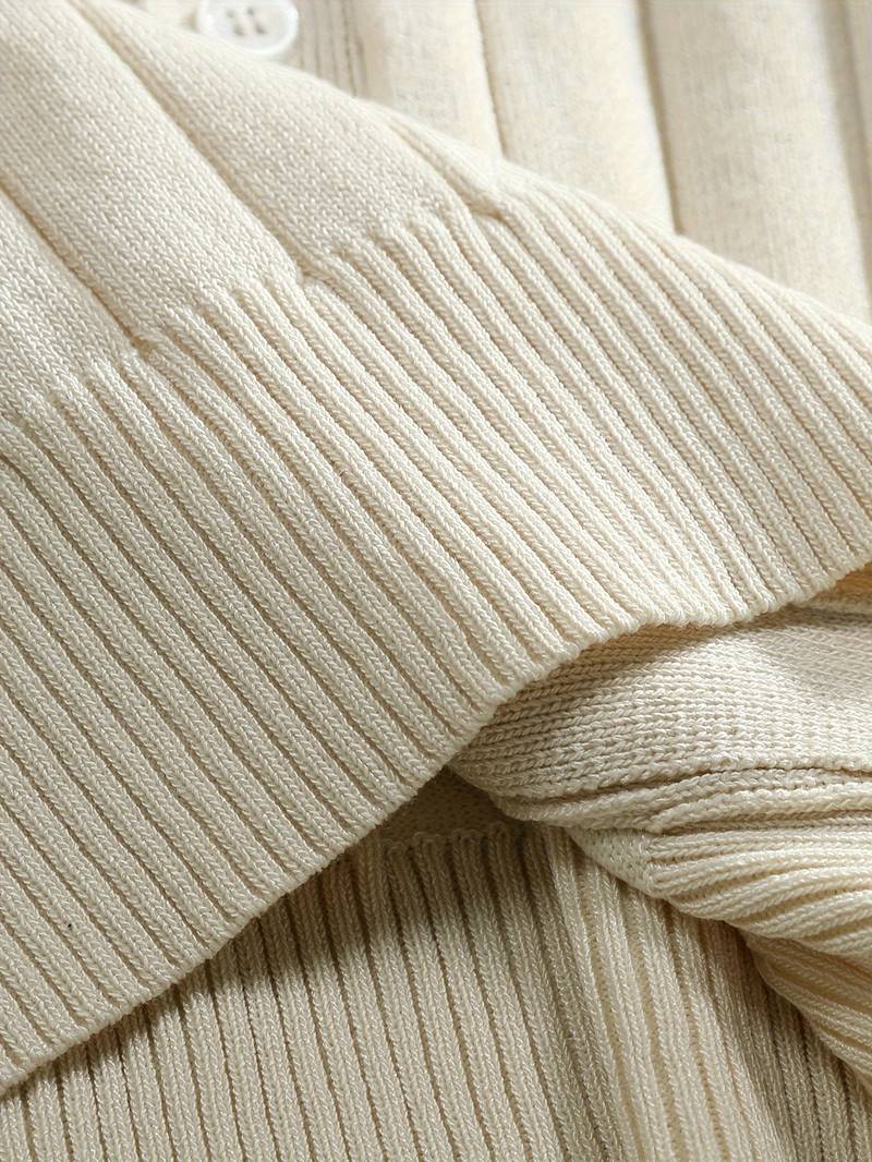 Old Money Classic geribbeld gebreid overhemd met korte mouwen en reverskraag