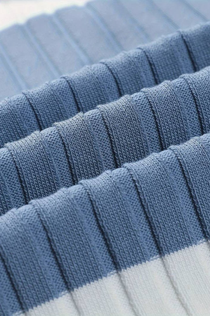 Old Money Wit Gestreept Kleurblok Polo T-shirt met Korte Mouwen 