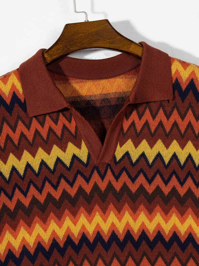 Chic gebreide polo met oud geldgolfpatroon 
