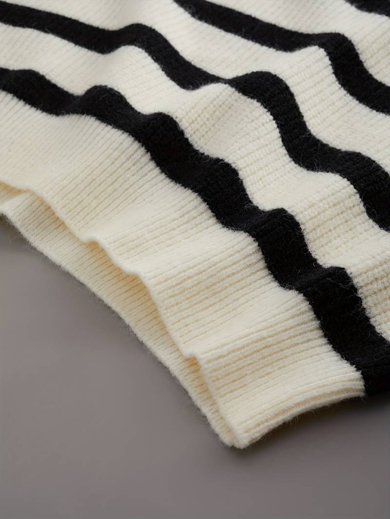 Stijlvol gestreept gebreid poloshirt voor dames van Old Money