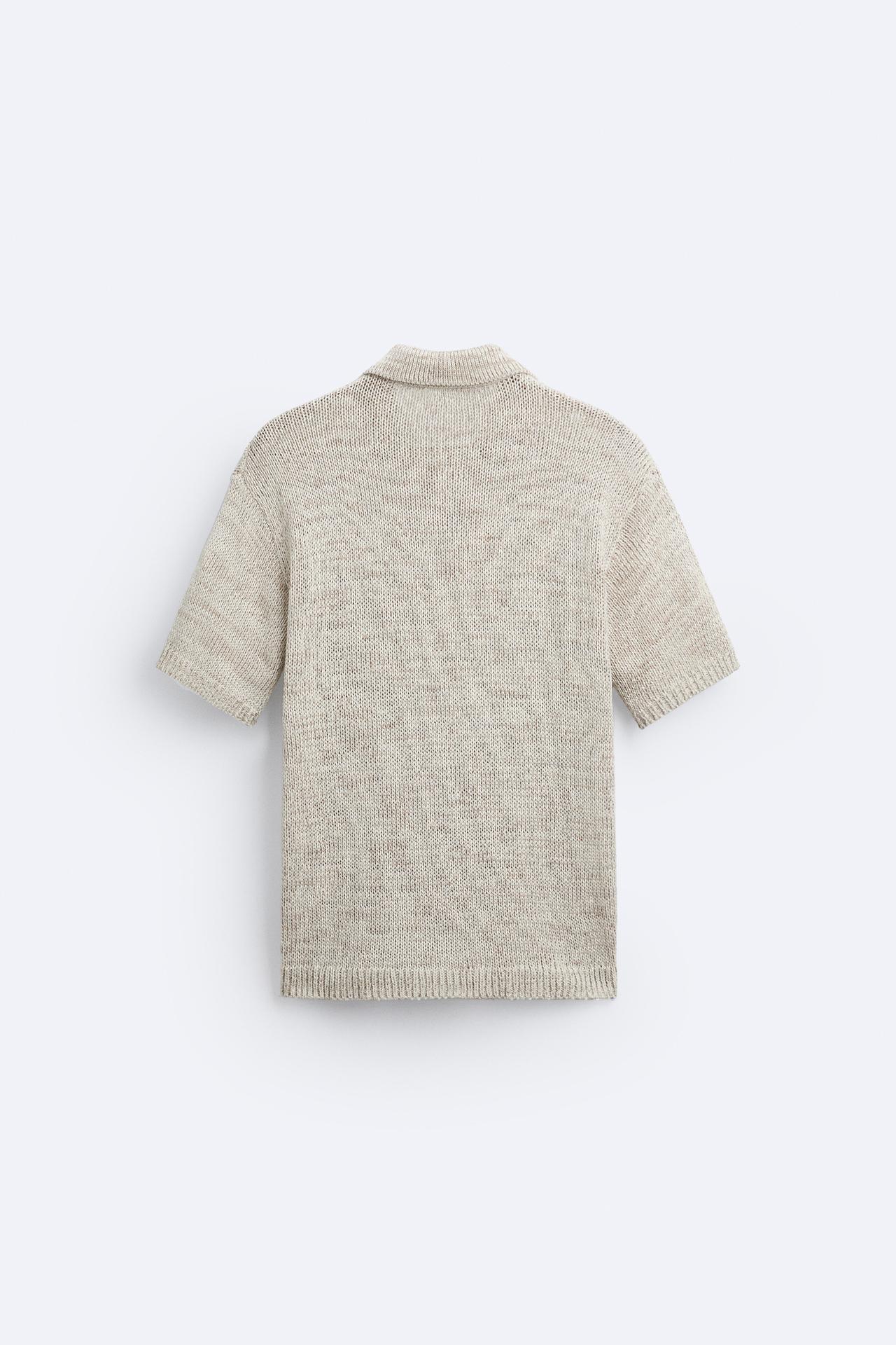 Oud geld geknoopt gebreid poloshirt