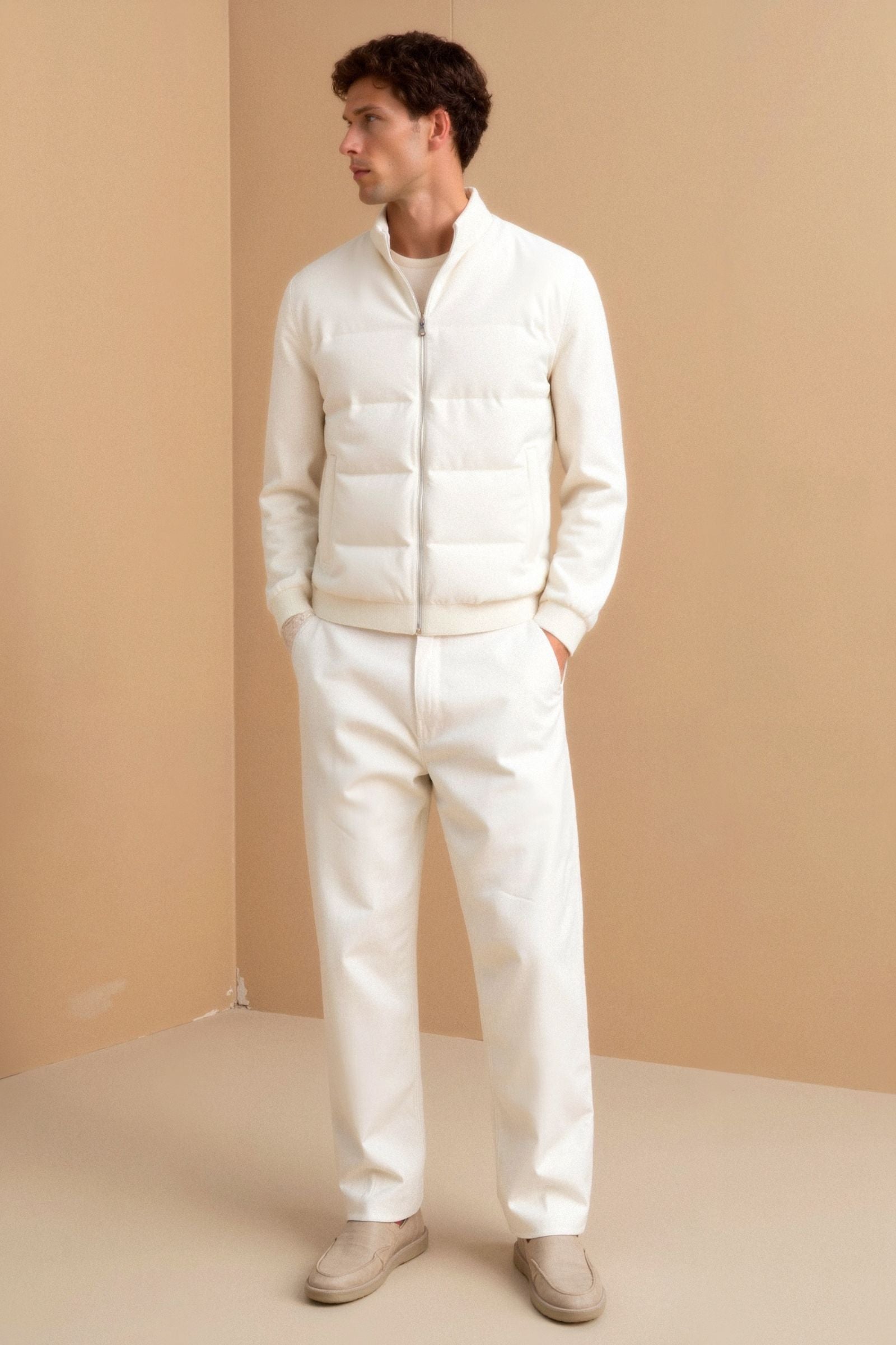 Premium gelaagde jas met rechte kraag