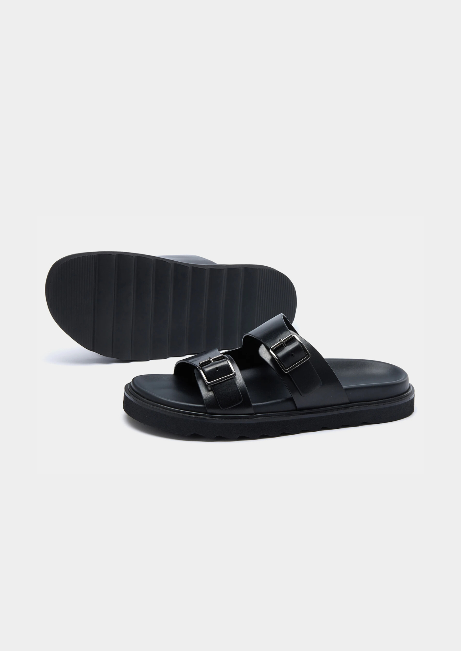 DOUBLE BUCKLE RESORT SANDAL - Black