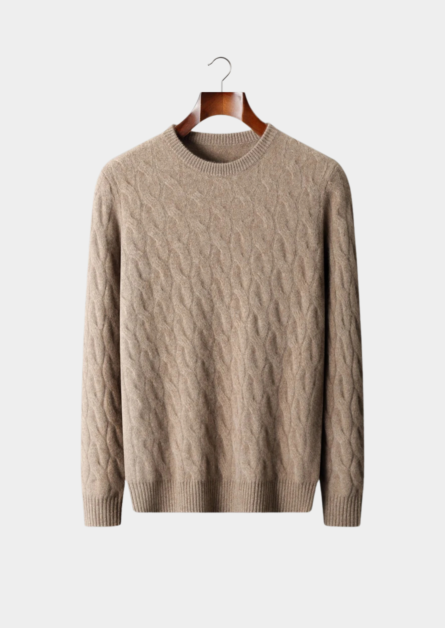 PREMIUM CASHMERE CABLE CREWNECK