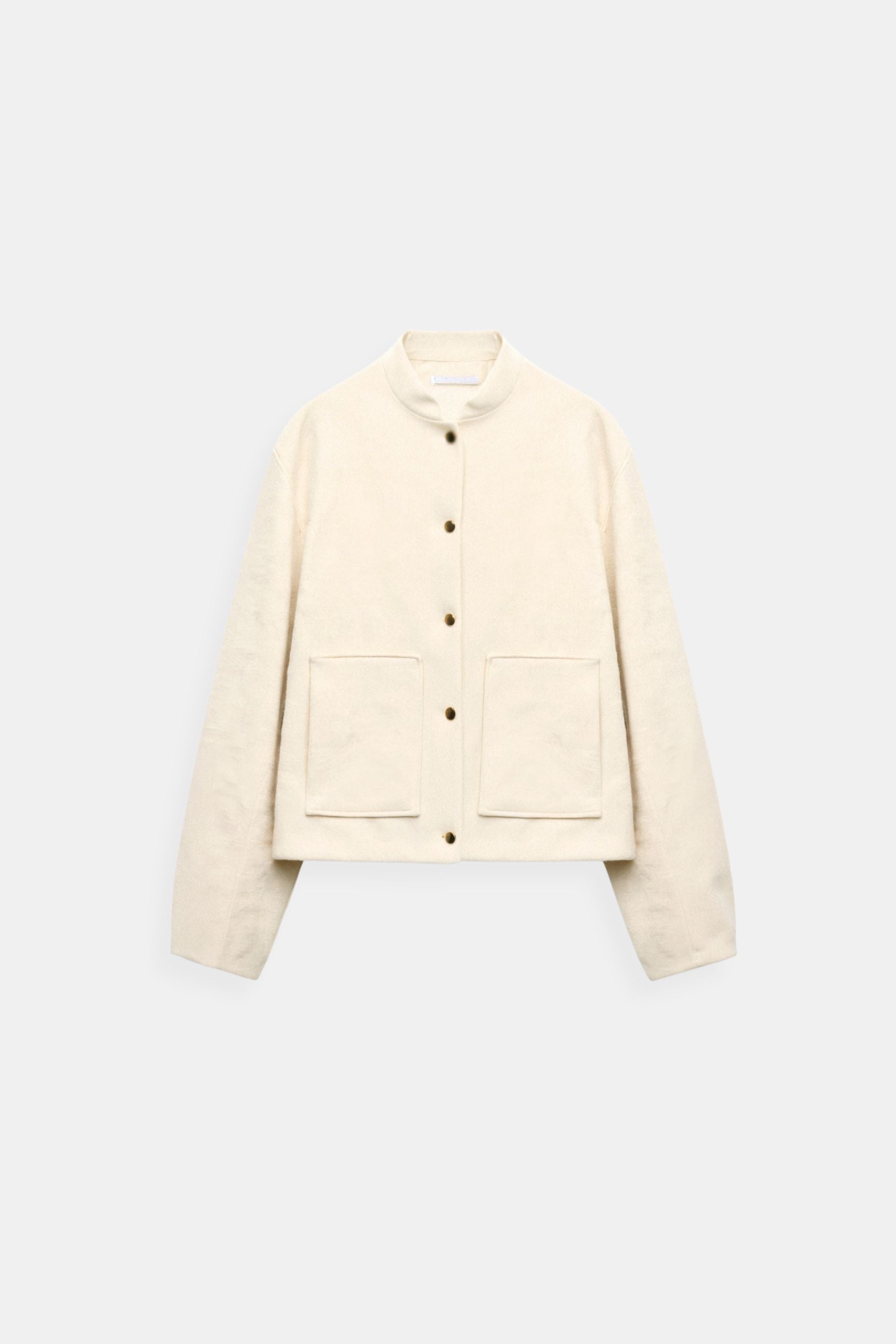 Luxe bomberjack met knoopzakken en opstaande kraag