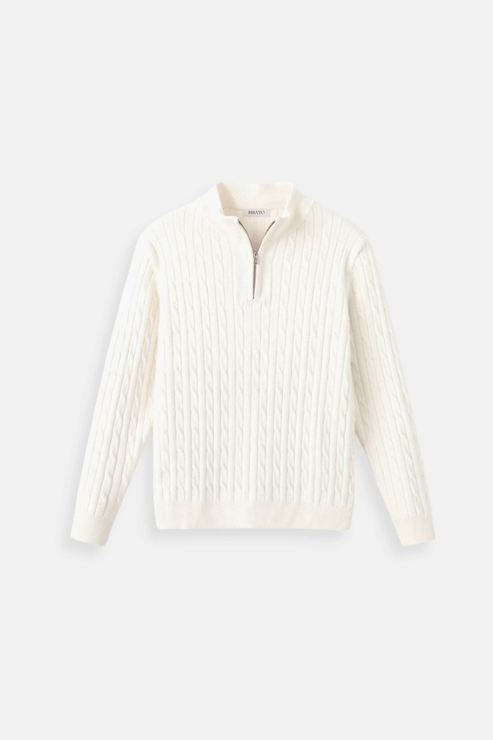 Smart Luxury Cable Knit Zip Sweater