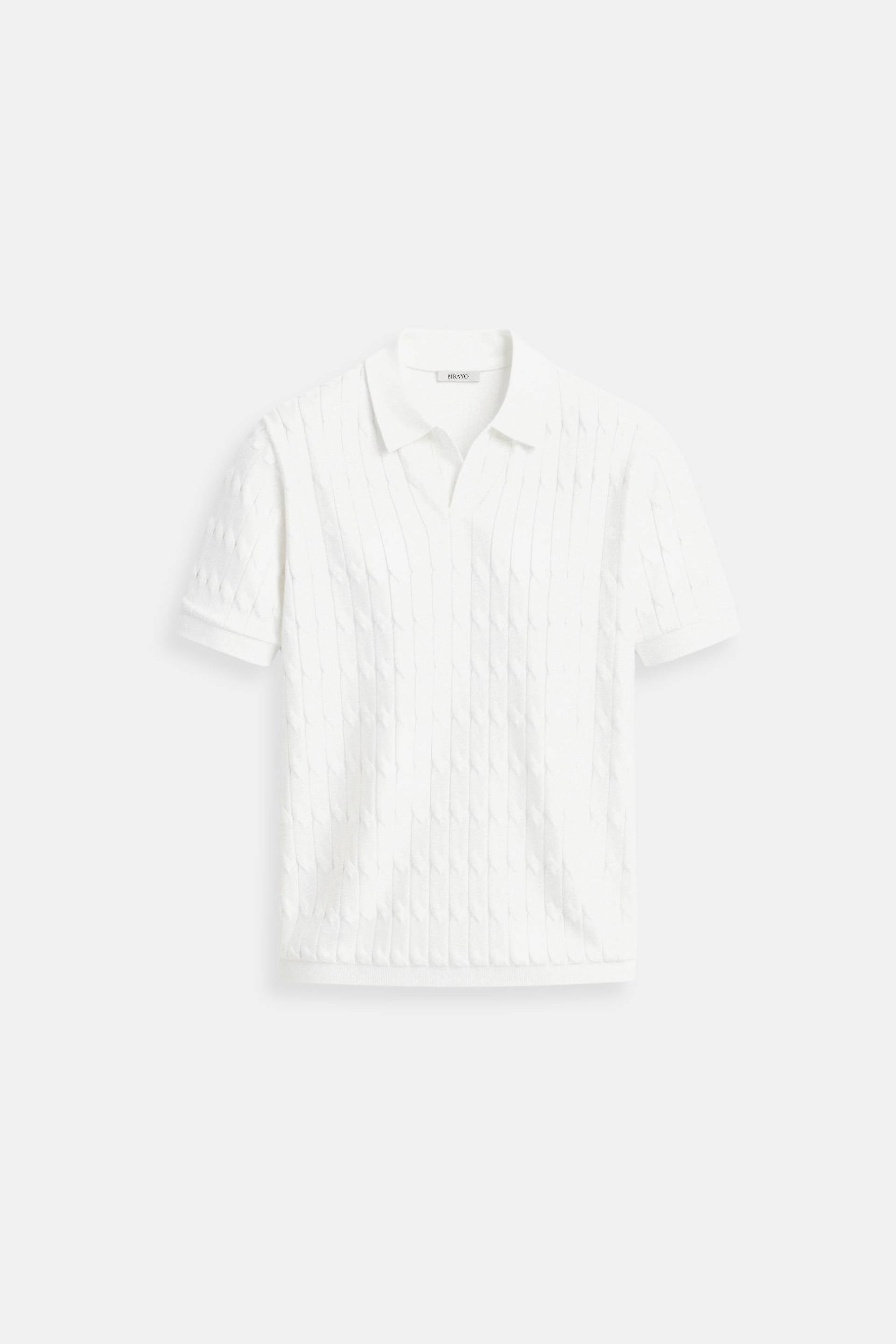 Old Money Premium V-hals kabelgebreid poloshirt