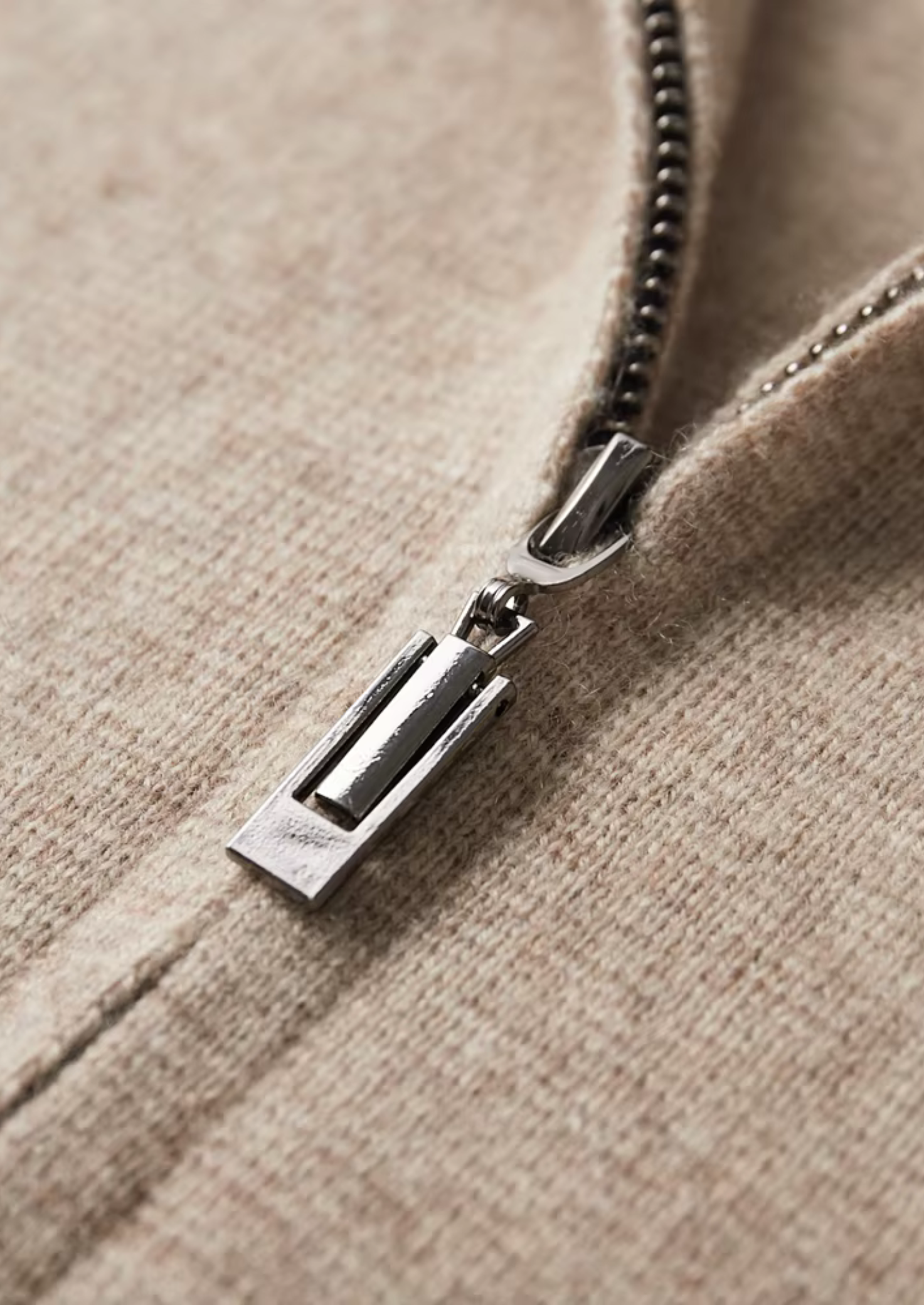 PURE EXTRA-FINE MERINO WOOL ZIP POLO CARDIGAN