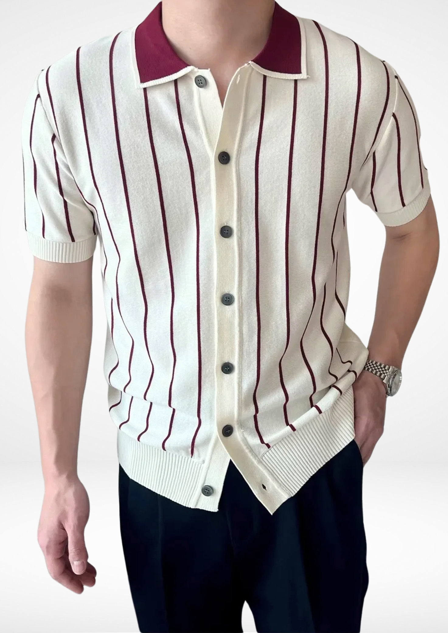 RIVIERA STRIPE BUTTON POLO