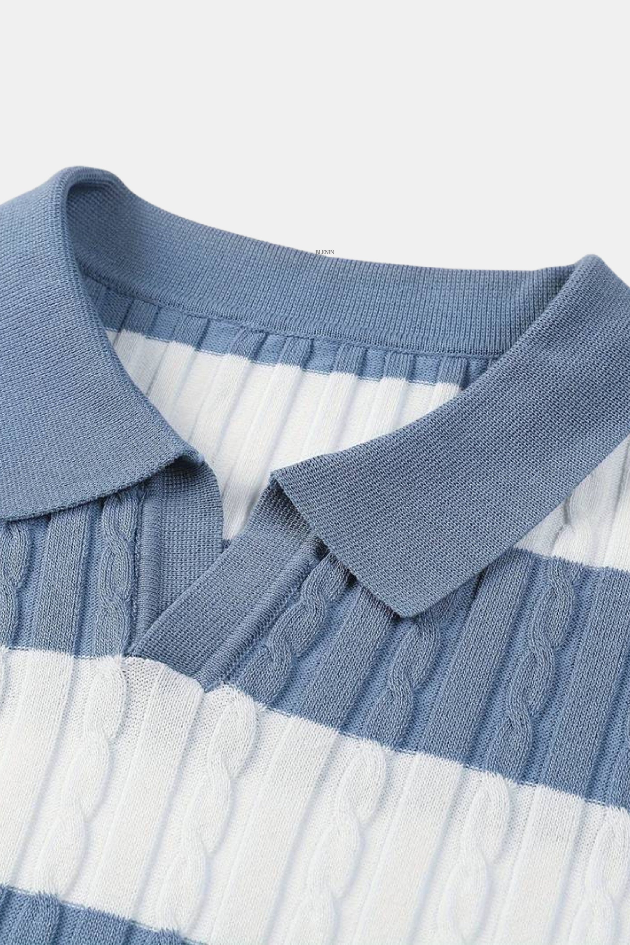 Old Money Wit Gestreept Kleurblok Polo T-shirt met Korte Mouwen 